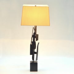 Pair of Table Lamps by Artist Harry Balmer in Oxidized Steel