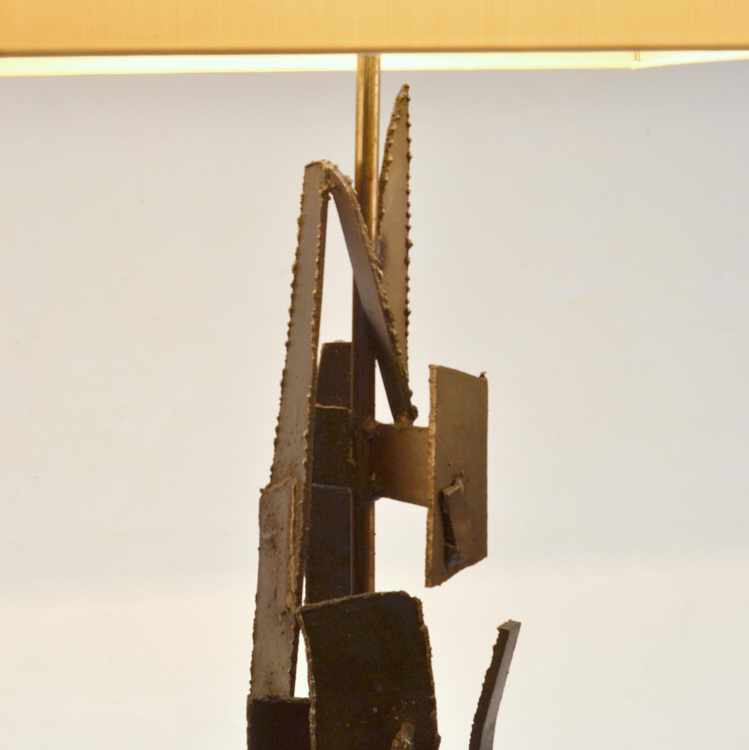 American Pair of Table Lamps by Artist Harry Balmer in Oxidized Steel