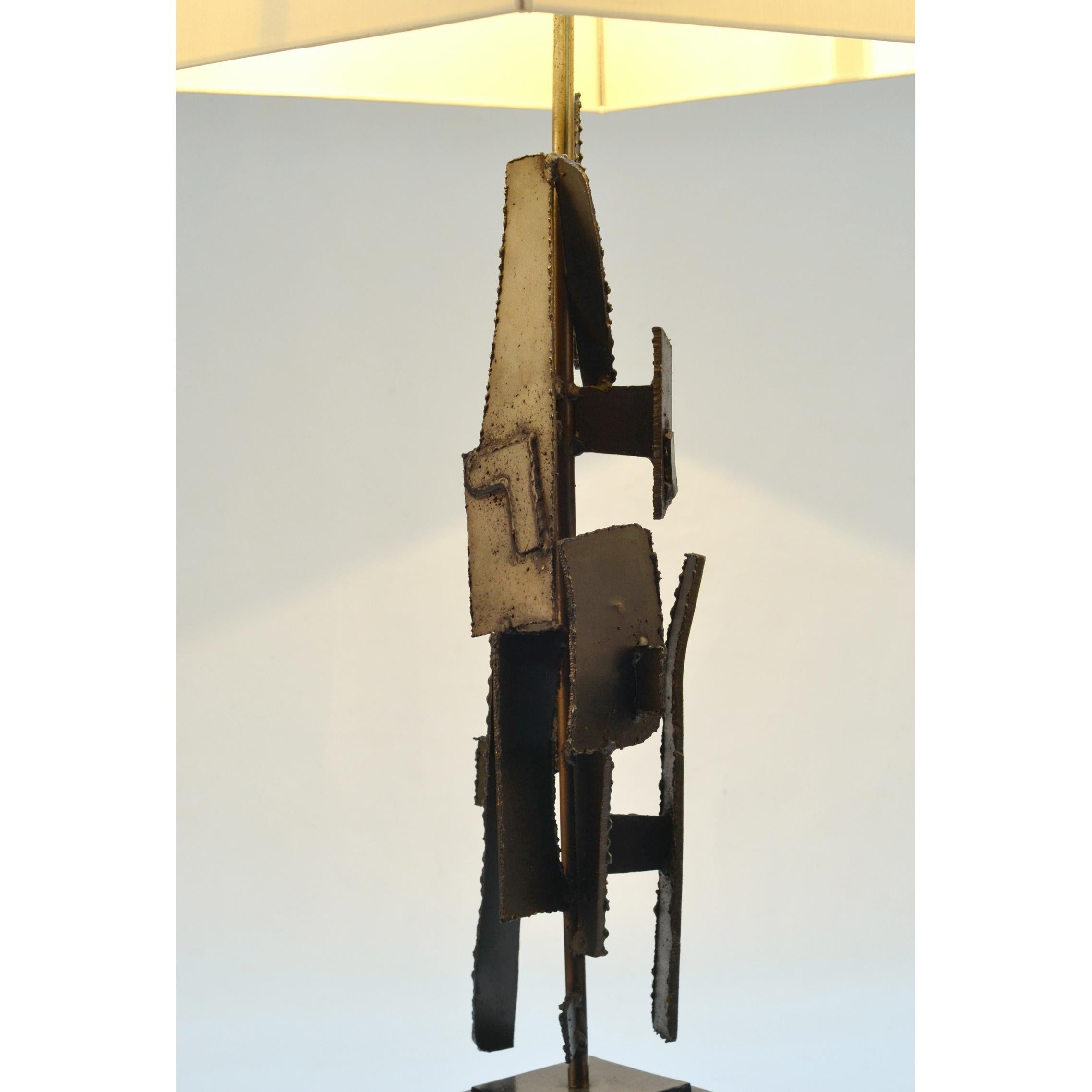 Pair of Table Lamps by Artist Harry Balmer in Oxidized Steel In Excellent Condition In London, GB