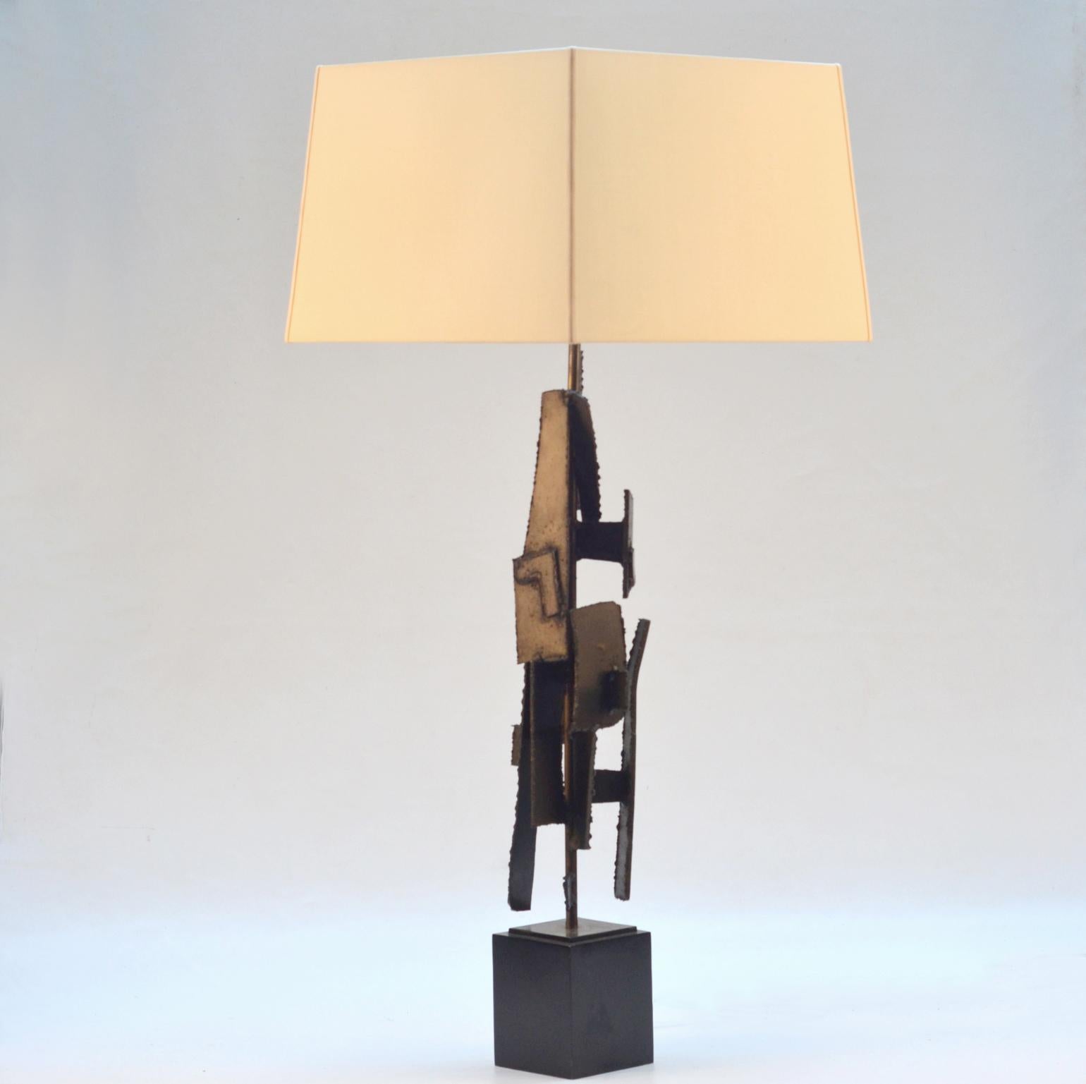Mid-20th Century Pair of Table Lamps by Artist Harry Balmer in Oxidized Steel