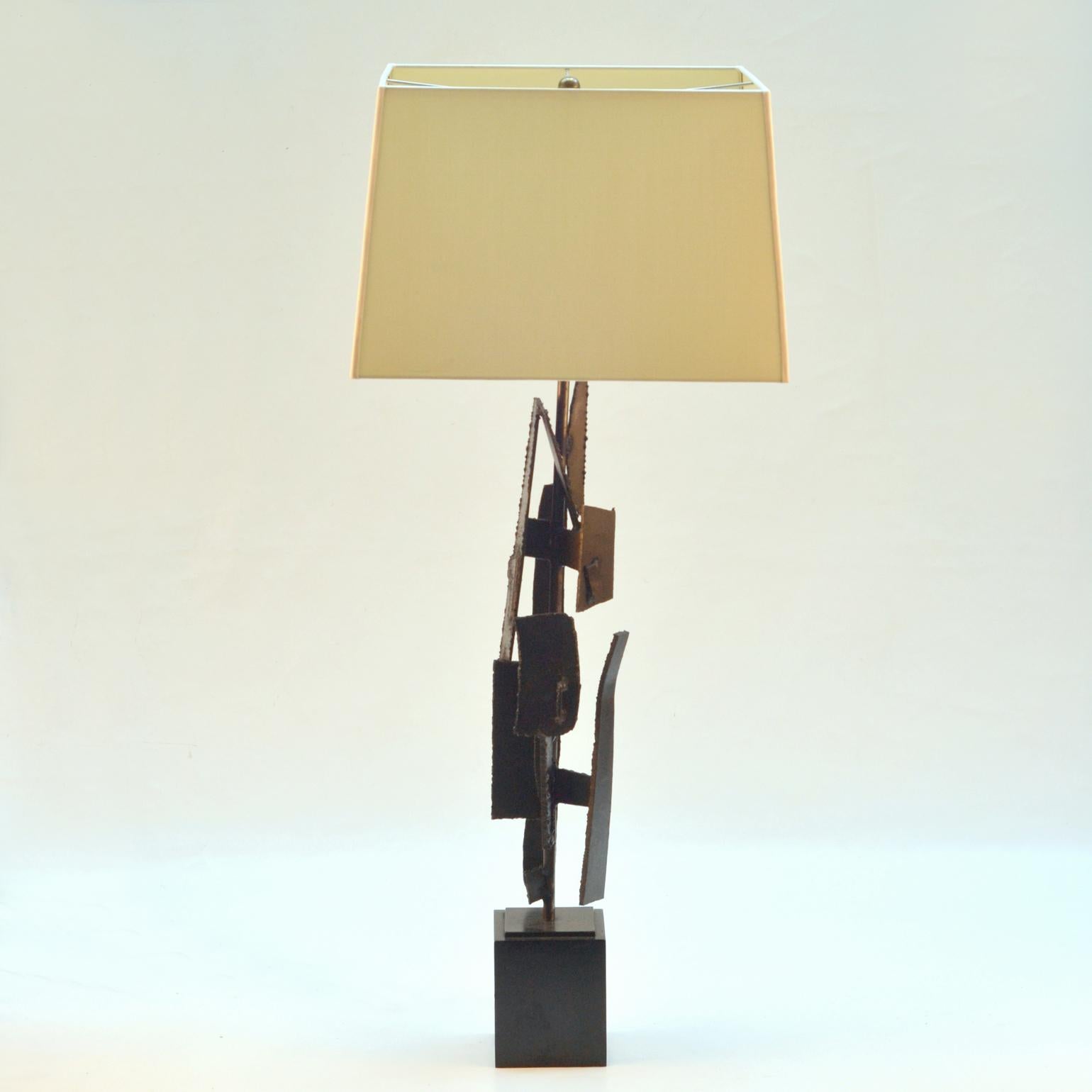 Pair of Table Lamps by Artist Harry Balmer in Oxidized Steel 1