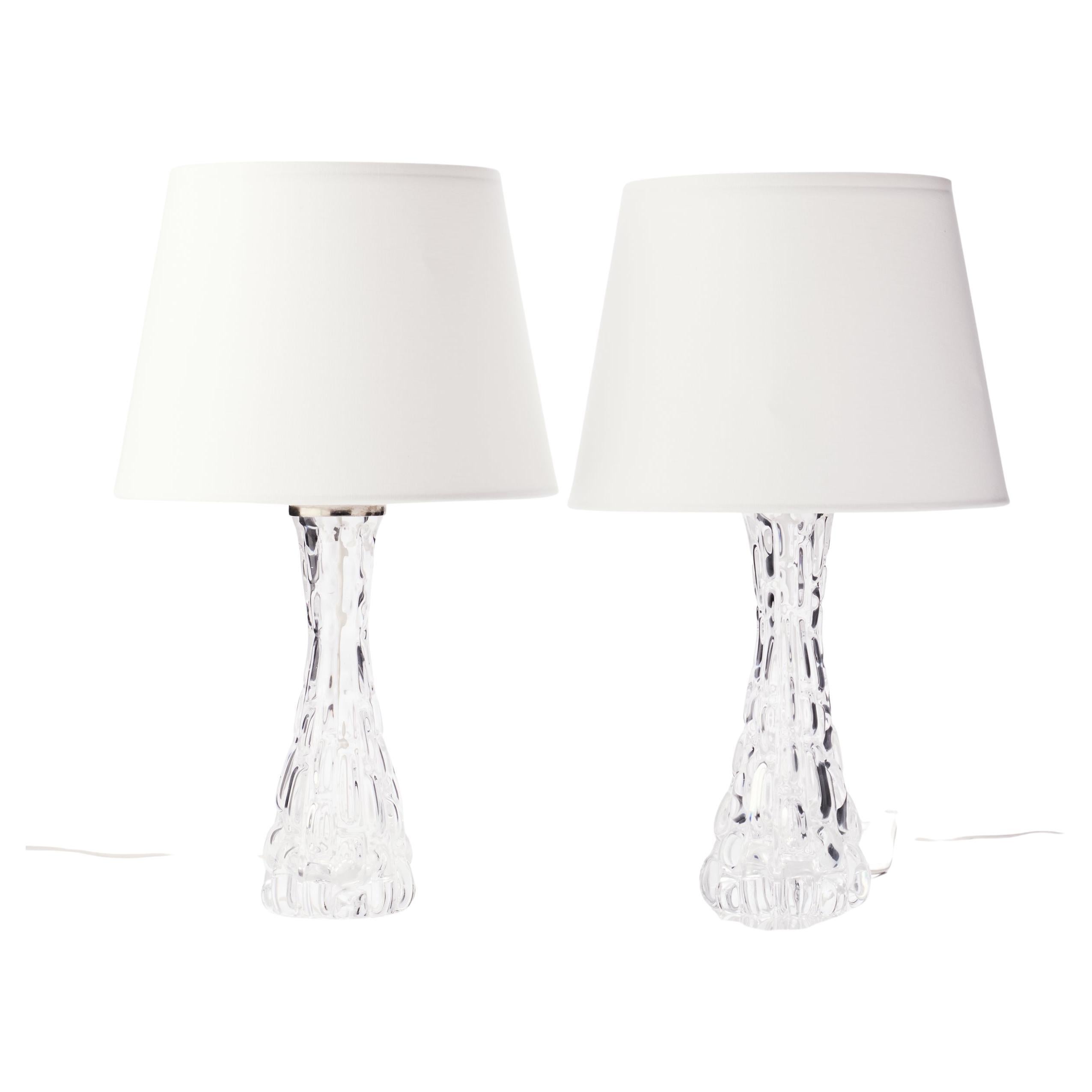Pair of Table Lamps by Carl Fagerlund for Orrefors, Sweden, 1960s