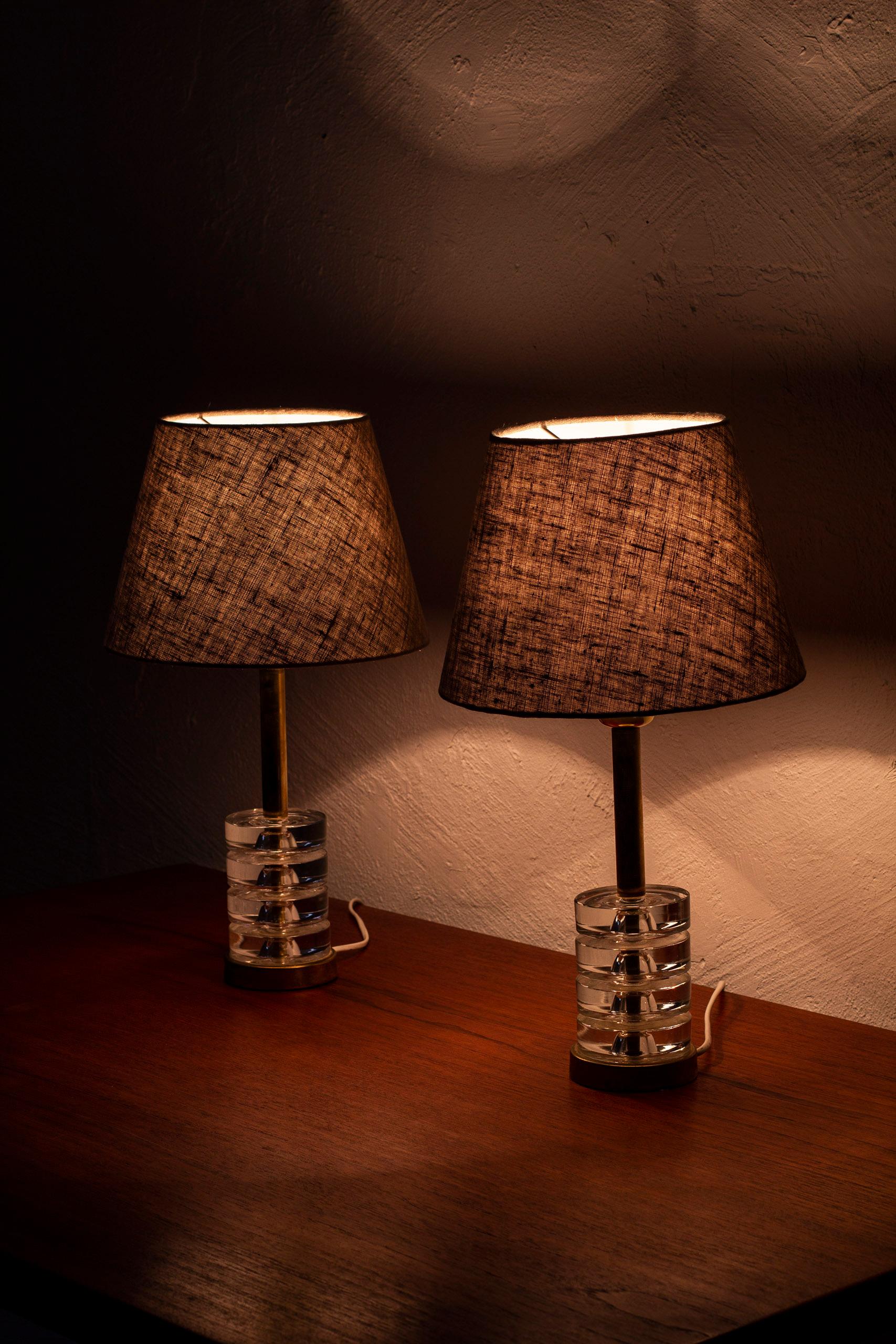 Pair of Table Lamps by Carl Fagerlund, Orrefors, Sweden, 1950s 3