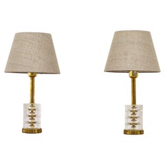 Pair of Table Lamps by Carl Fagerlund, Orrefors, Sweden, 1950s