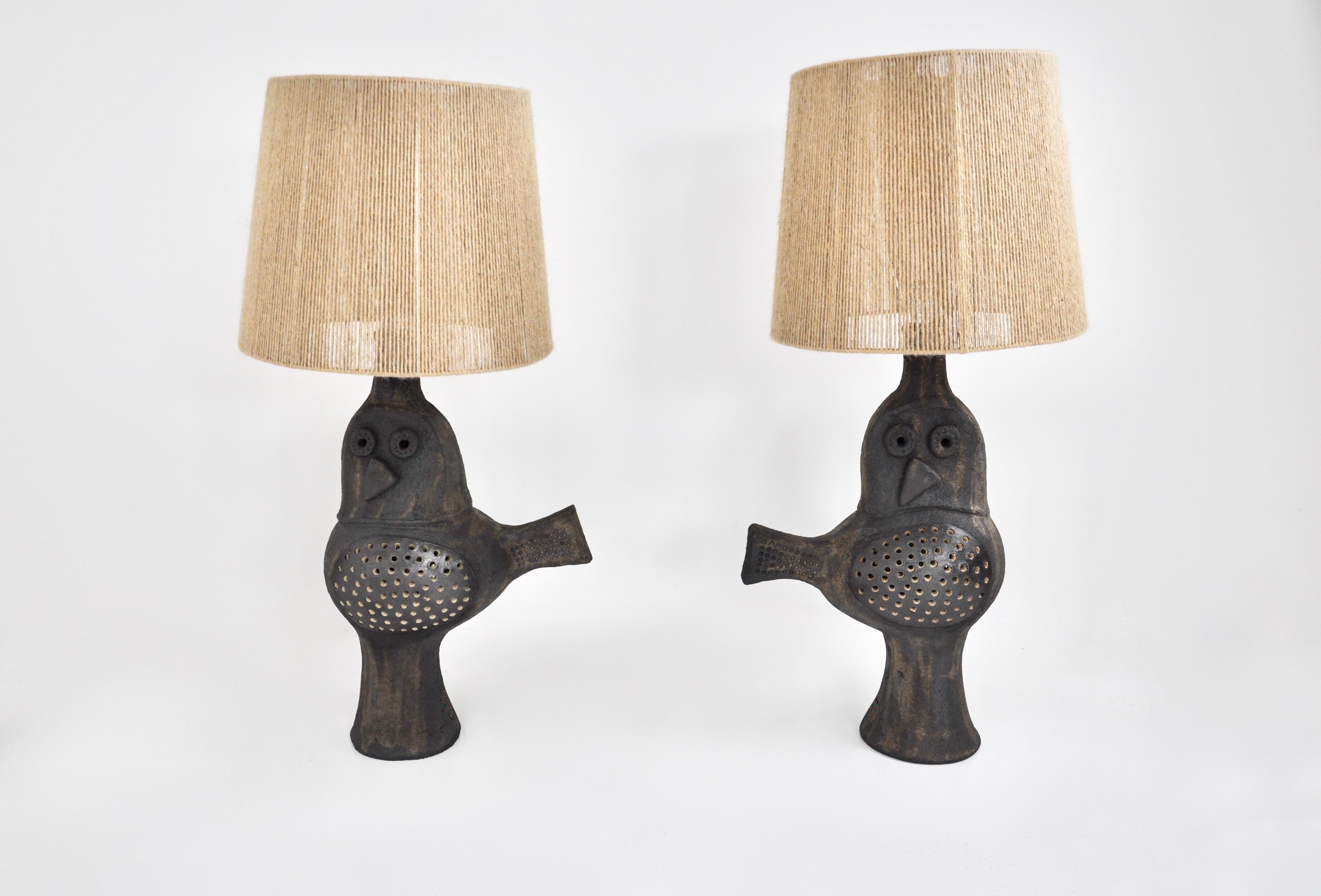 Ein Paar Keramiklampen von Dominique Pouchain. Gestempelt Dominique Pouchain (siehe Abbildung).