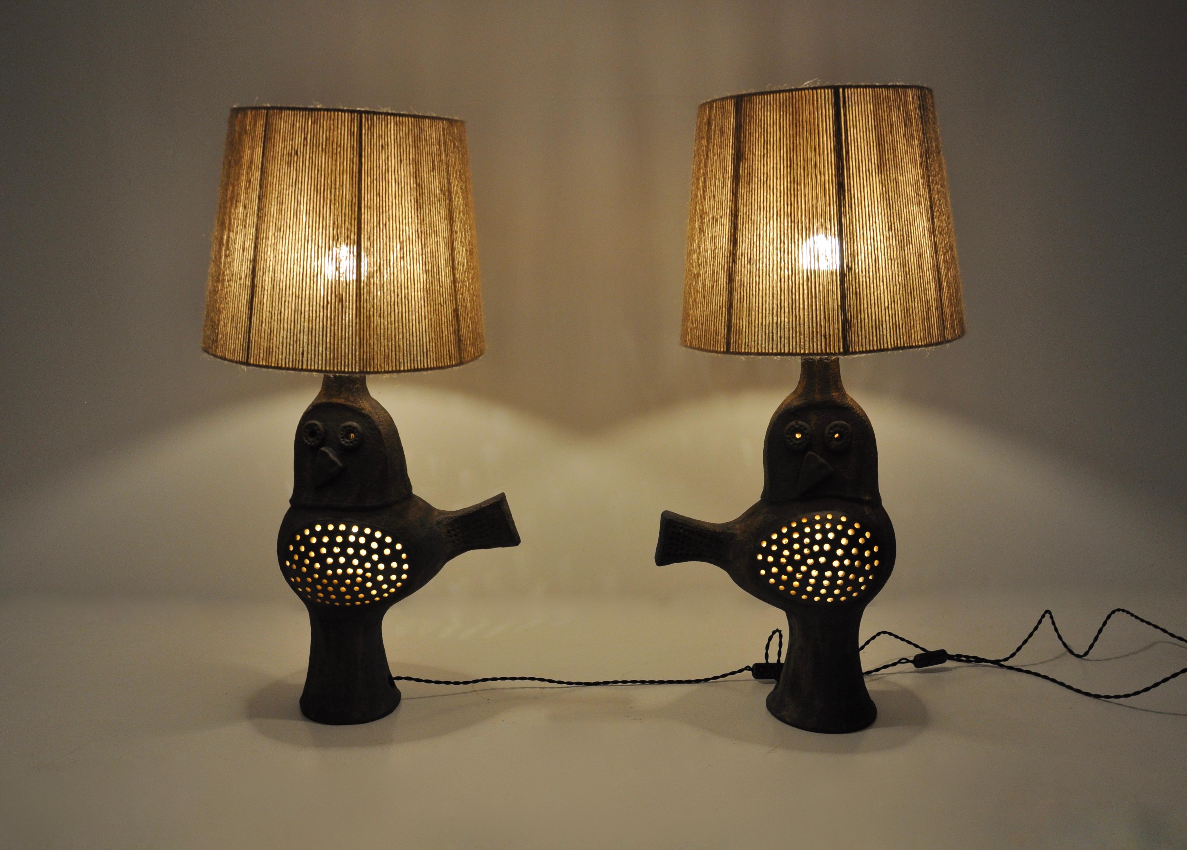 Mid-Century Modern Pair of Table Lamps by Dominique Pouchain For Sale