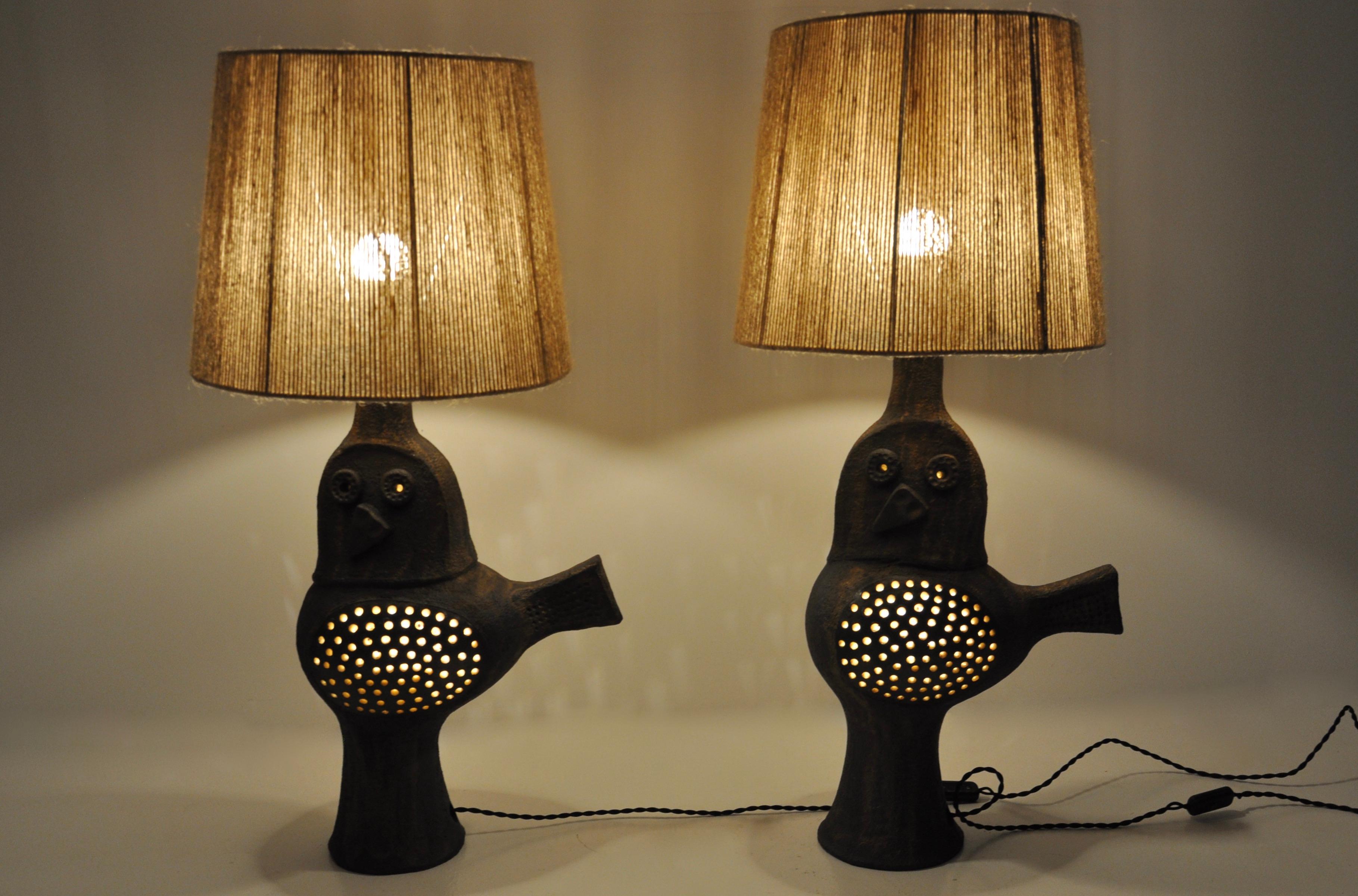 Paar Tischlampen von Dominique Pouchain (Keramik) im Angebot