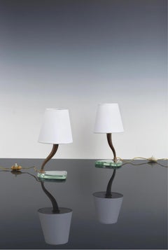 Pair of Table Lamps by Emilio Lancia, Crystal and Brass, Italy 1930s