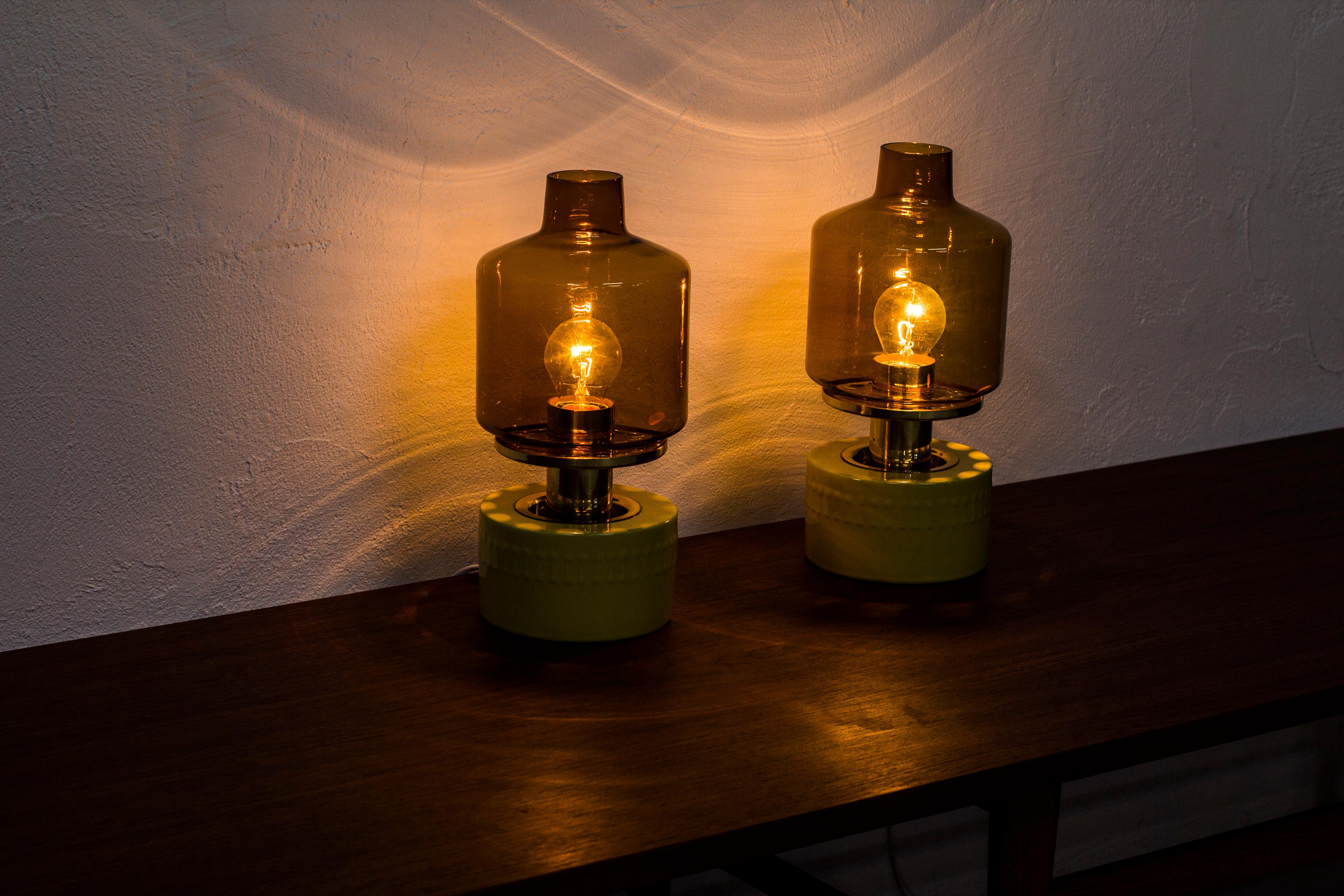 Brass Pair of Table Lamps by Hans Agne Jakobsson, Sweden, 1970s