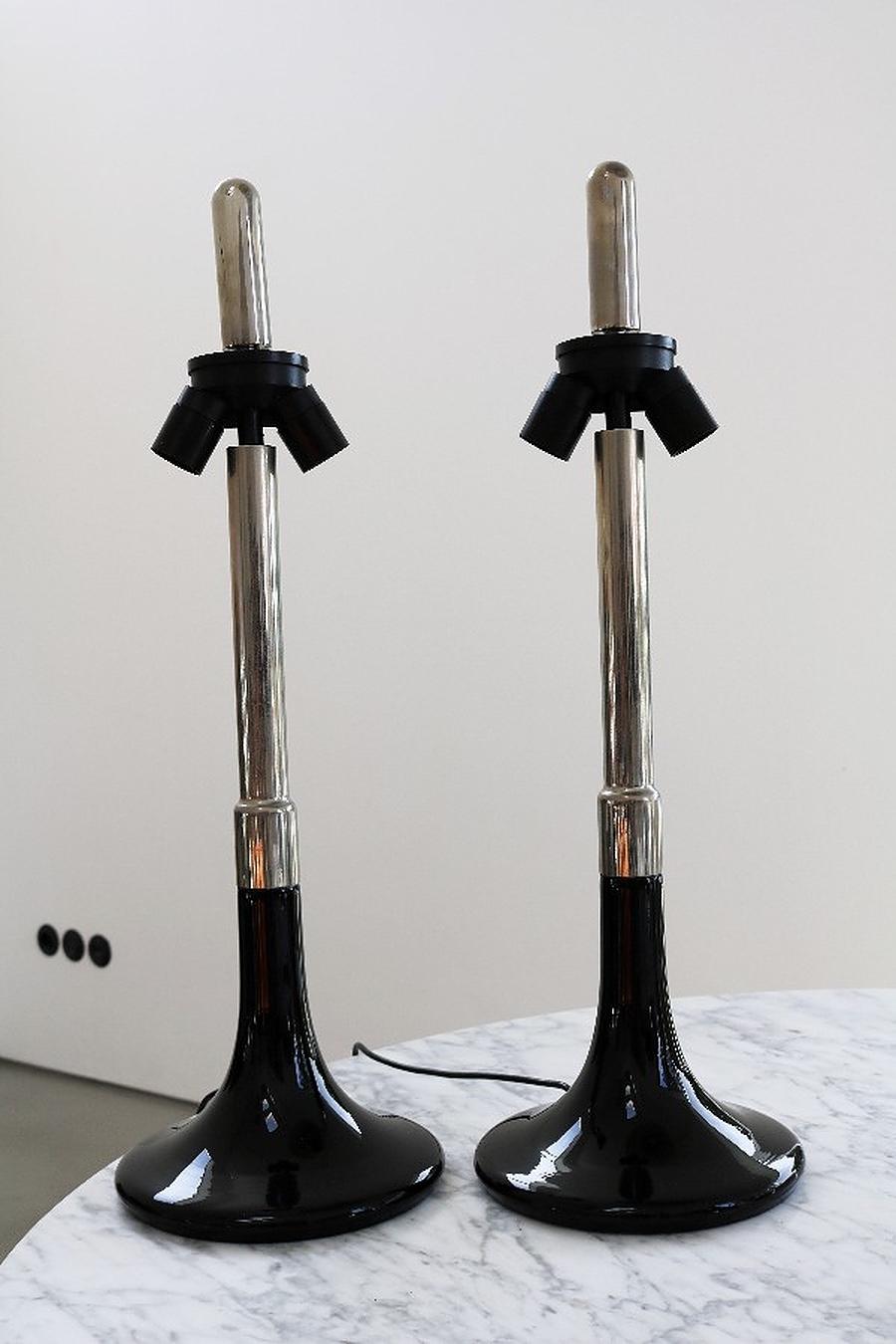 Pair of table lamps by Ingo Maurer, 1970s
Set of 2 table lamps in black glass, model 