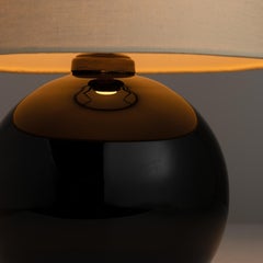 Pair of Black Opaline Table Lamps by Jacques Adnet