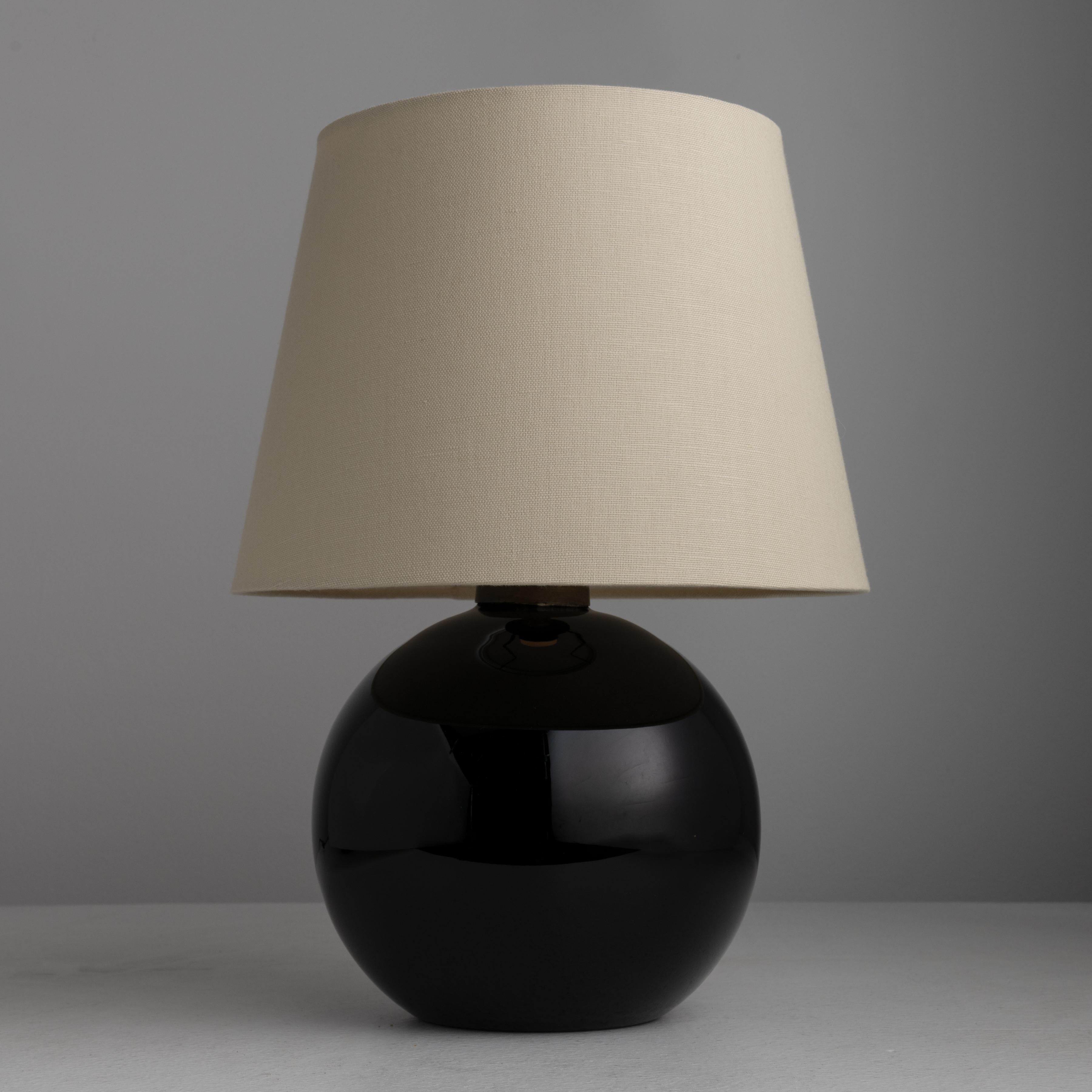 Pair of Black Opaline Table Lamps by Jacques Adnet  In Good Condition In Los Angeles, CA