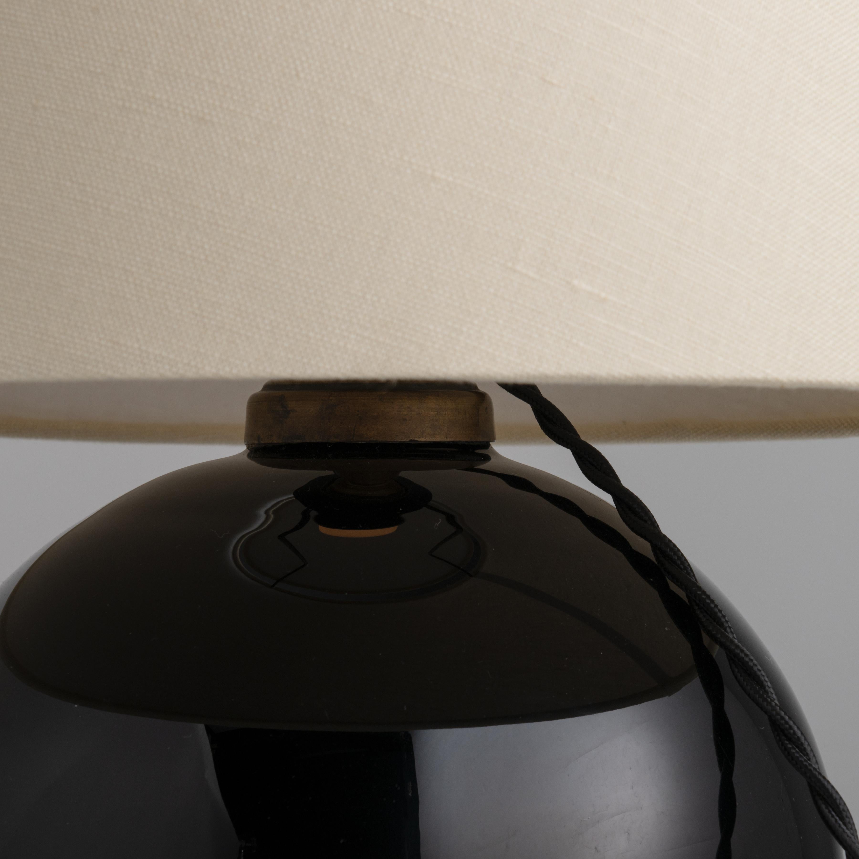 Pair of Black Opaline Table Lamps by Jacques Adnet  1