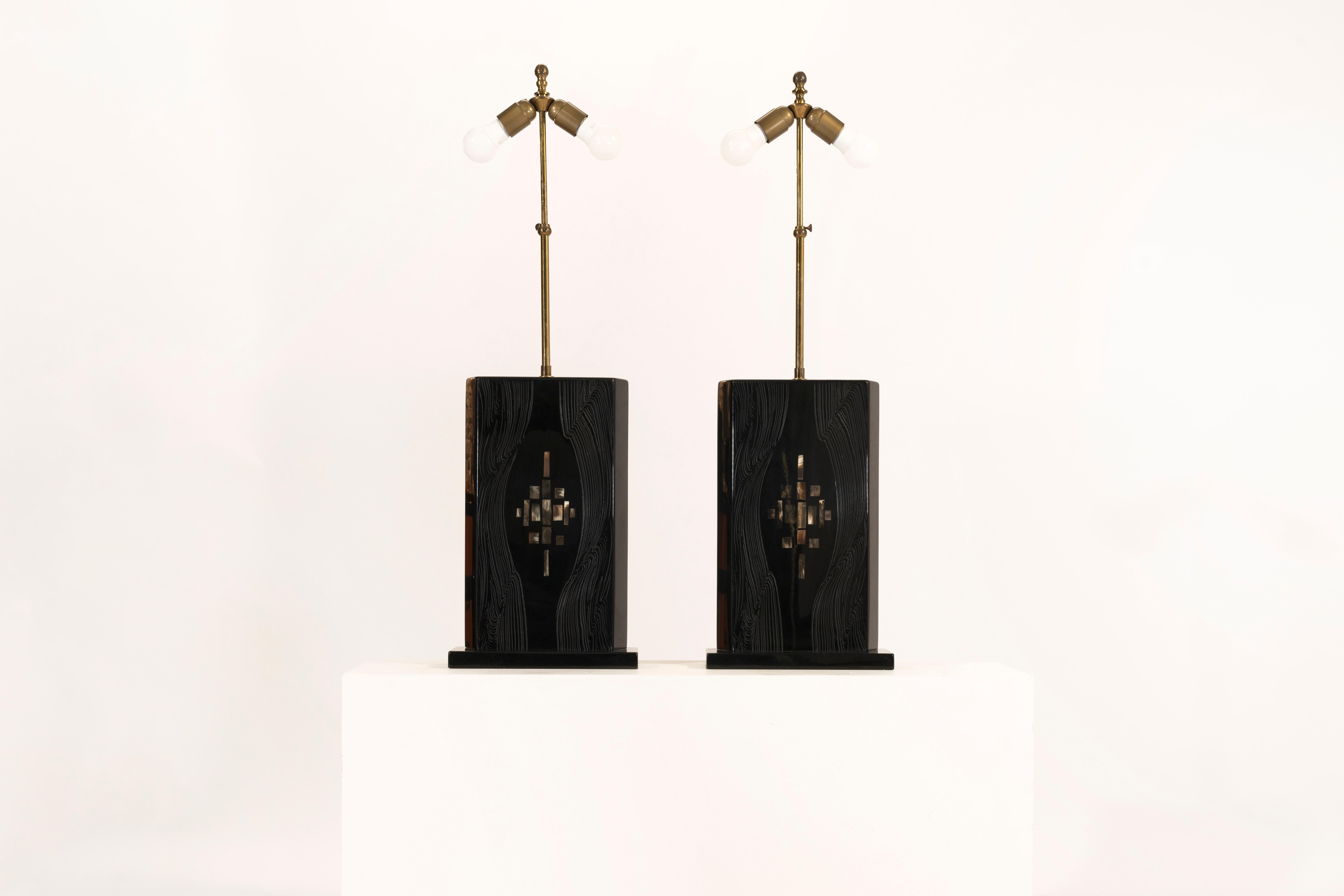 Belge Paire de lampes de table de Jean Claude Dresse. en vente