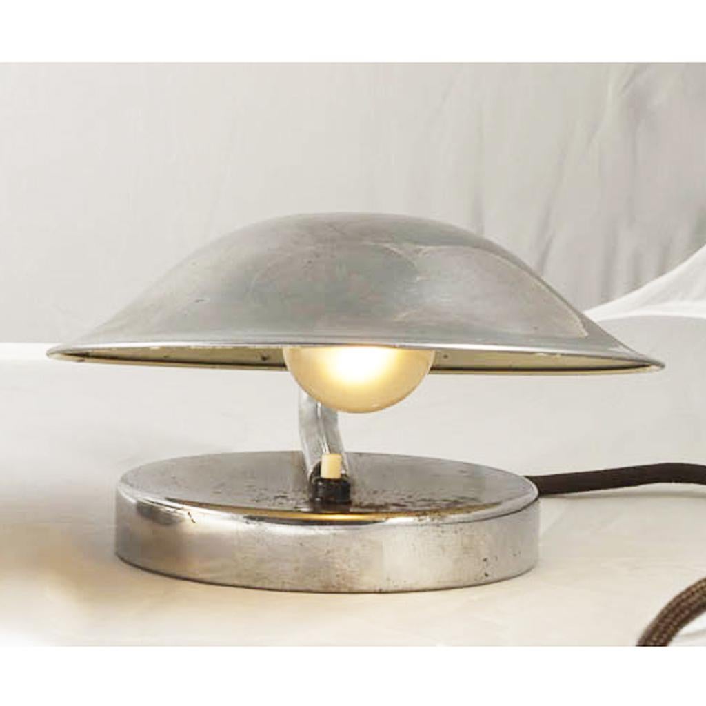 Czech Pair of Table Lamps by Josef Hurka, Chrome-Plated Brass, Art Deco, circa 1925 For Sale