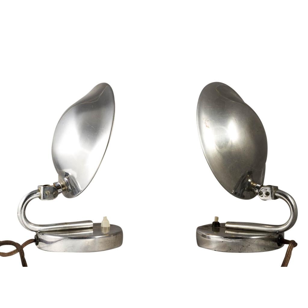 Pair of Table Lamps by Josef Hurka, Chrome-Plated Brass, Art Deco, circa 1925 For Sale