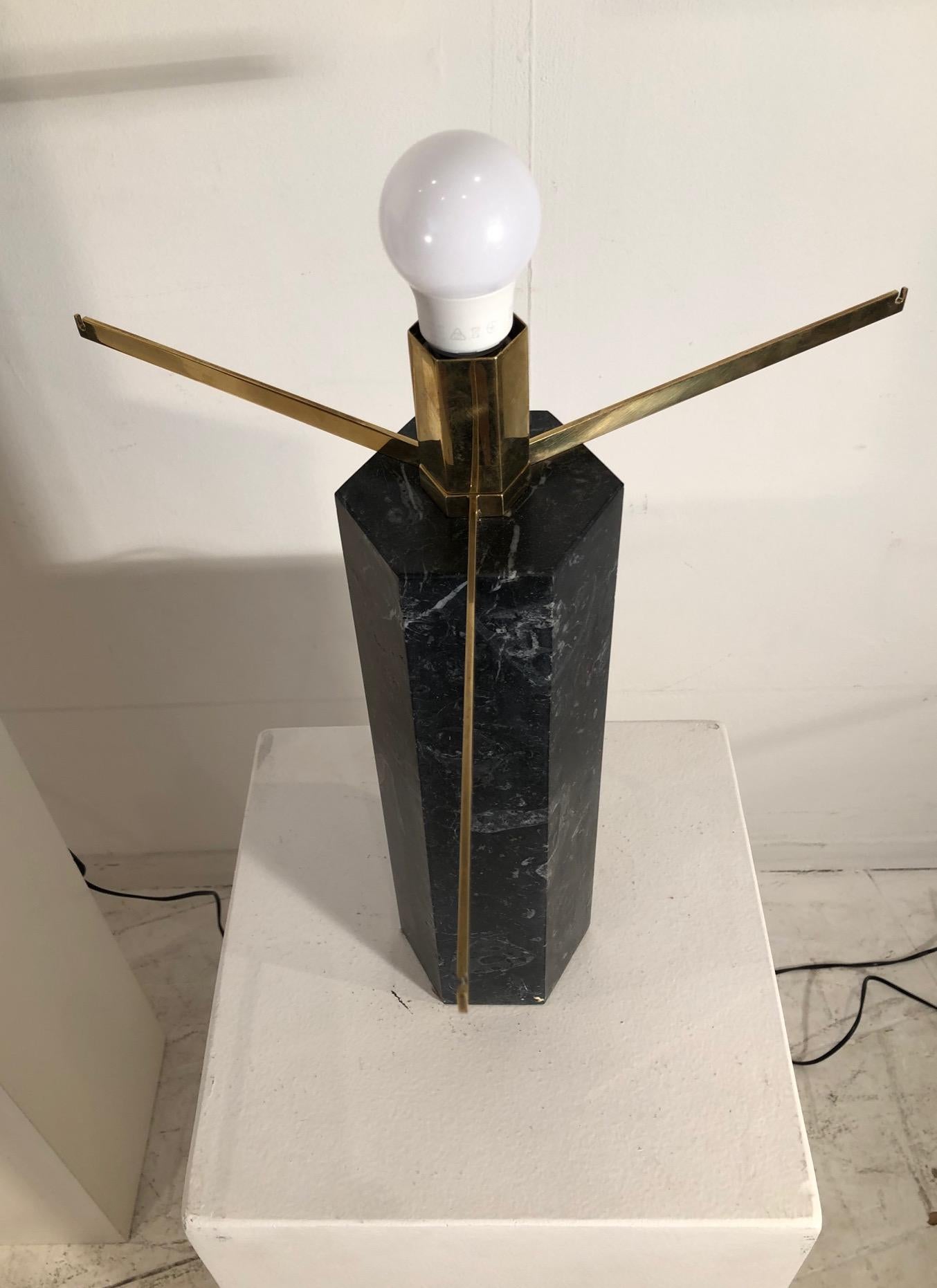 Pair of Table Lamps by Jules Wabbes in Black Marble In Good Condition In Brussels, BE