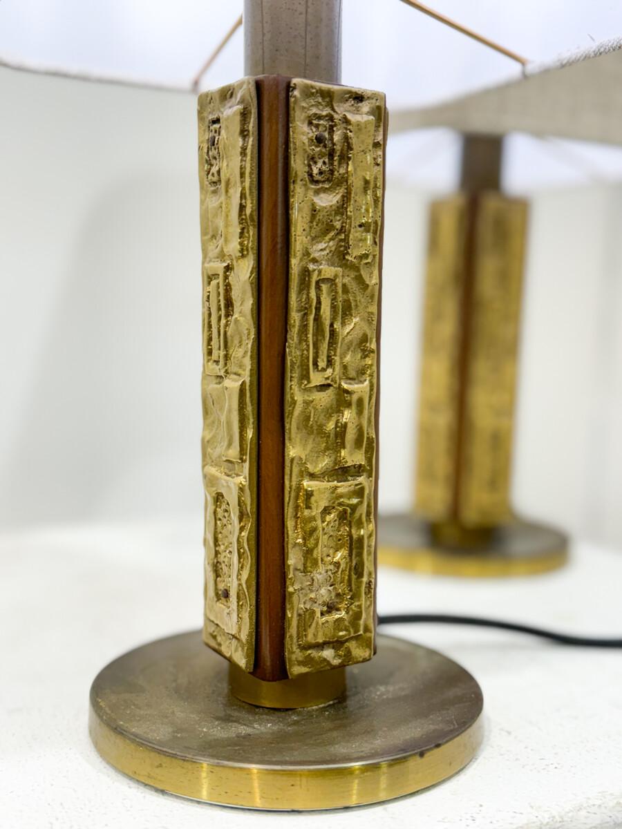 Pair of Brass Table Lamps by Luciano Frigerio, Italy, 1970s
