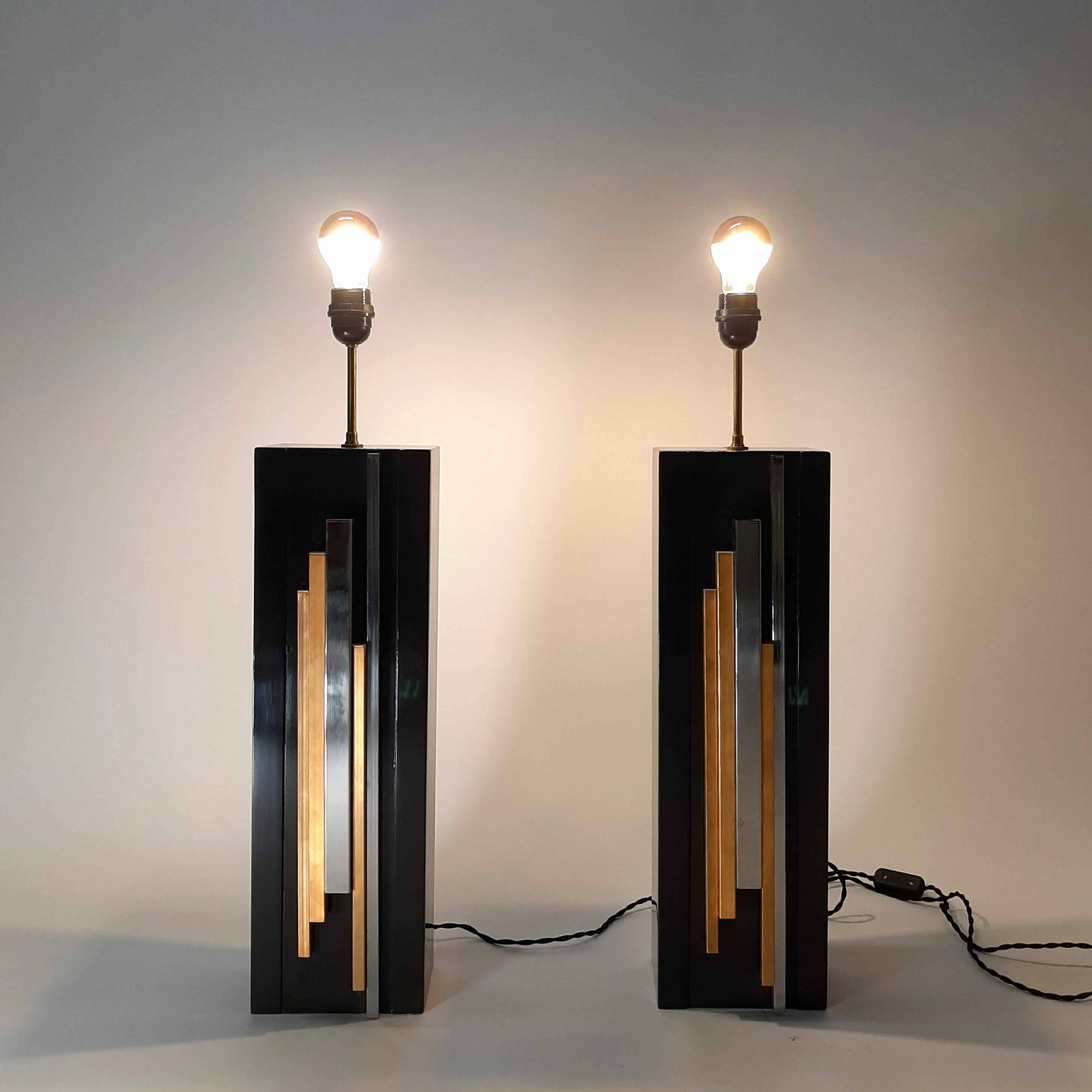 French Pair of table lamps By Maria Pergay For Sale
