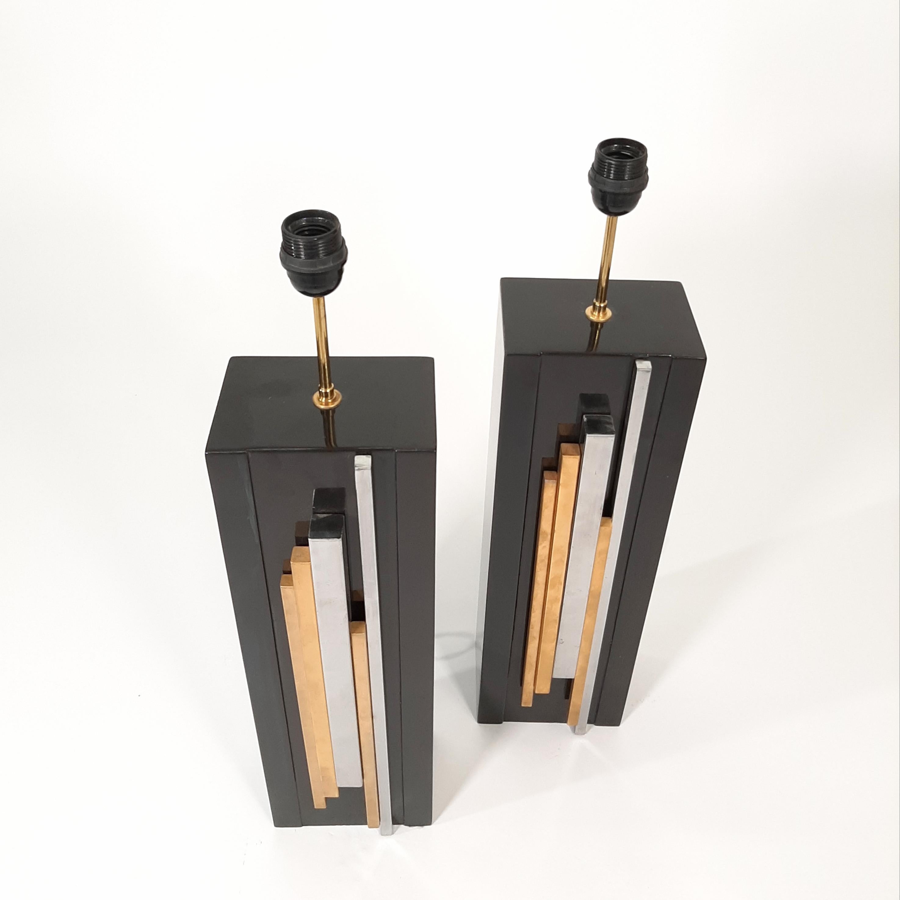 Paire de lampes de table par Maria Pergay Excellent état - En vente à Brussels, BE