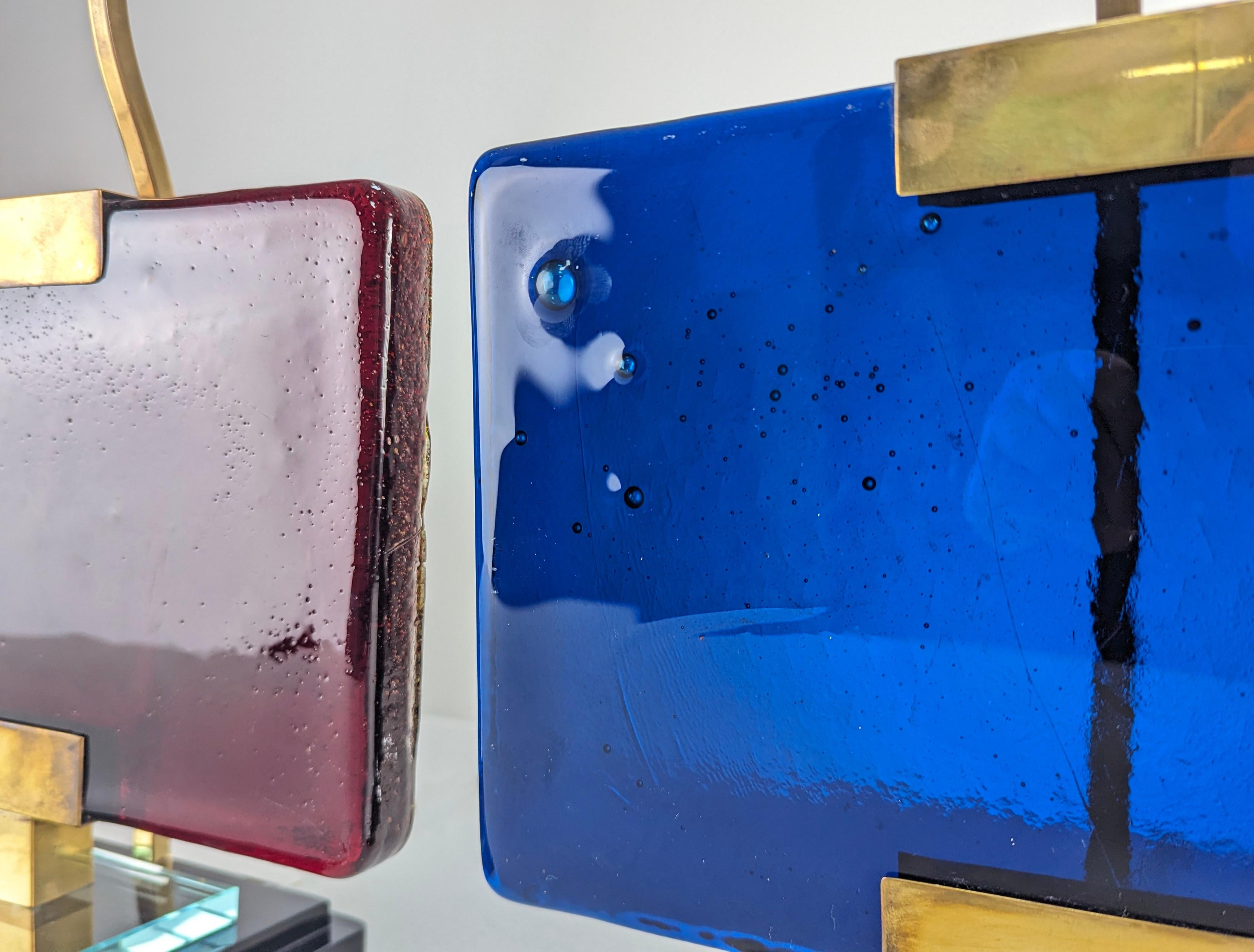 Paar Tischlampen von Pietro Chiesa für Fontana Arte aus Glas und Messing im Zustand „Gut“ im Angebot in Benalmadena, ES