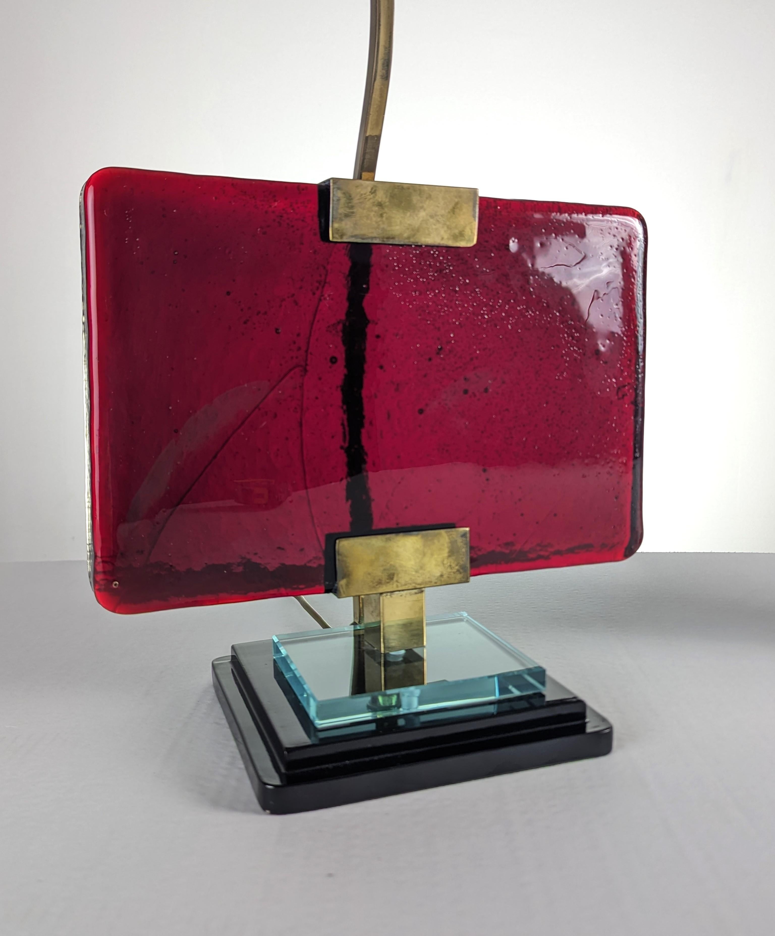 20th Century Pair of table lamps by Pietro Chiesa for Fontana Arte in glass and brass For Sale