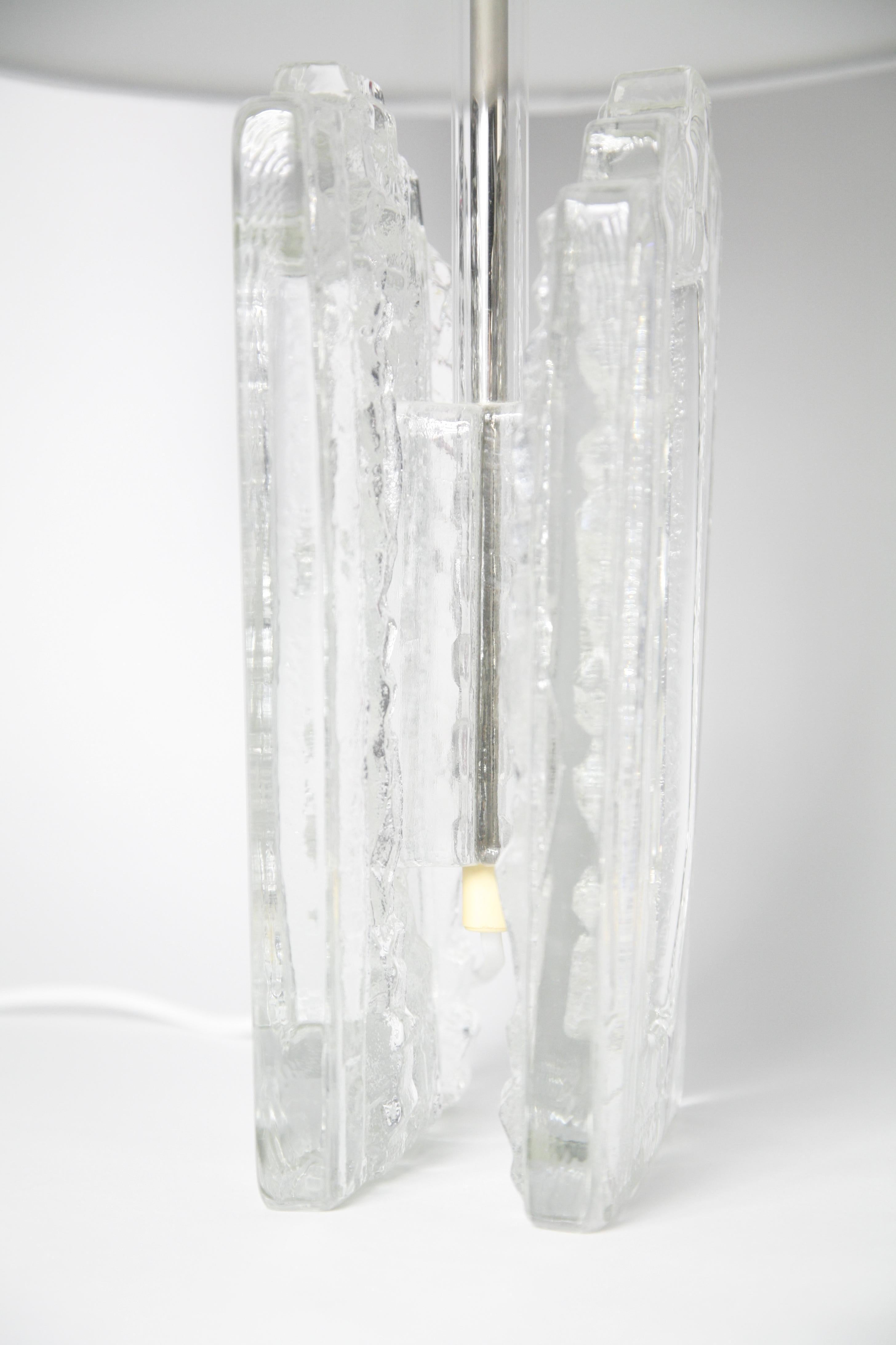 Pair of crystal glass Table Lamps by Pukeberg, Sweden, 1970 For Sale 4