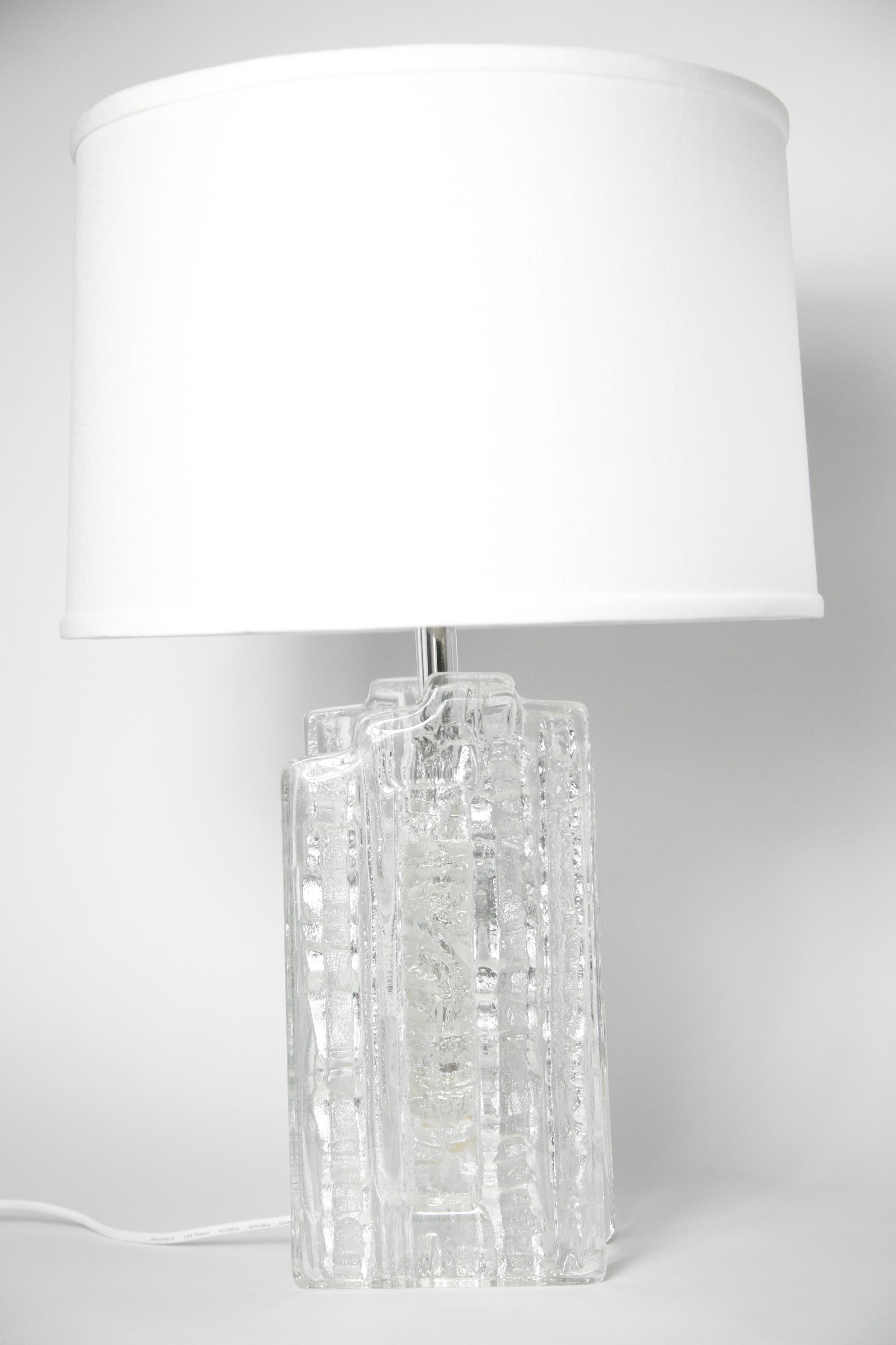 Pair of crystal glass Table Lamps by Pukeberg, Sweden, 1970 For Sale 9