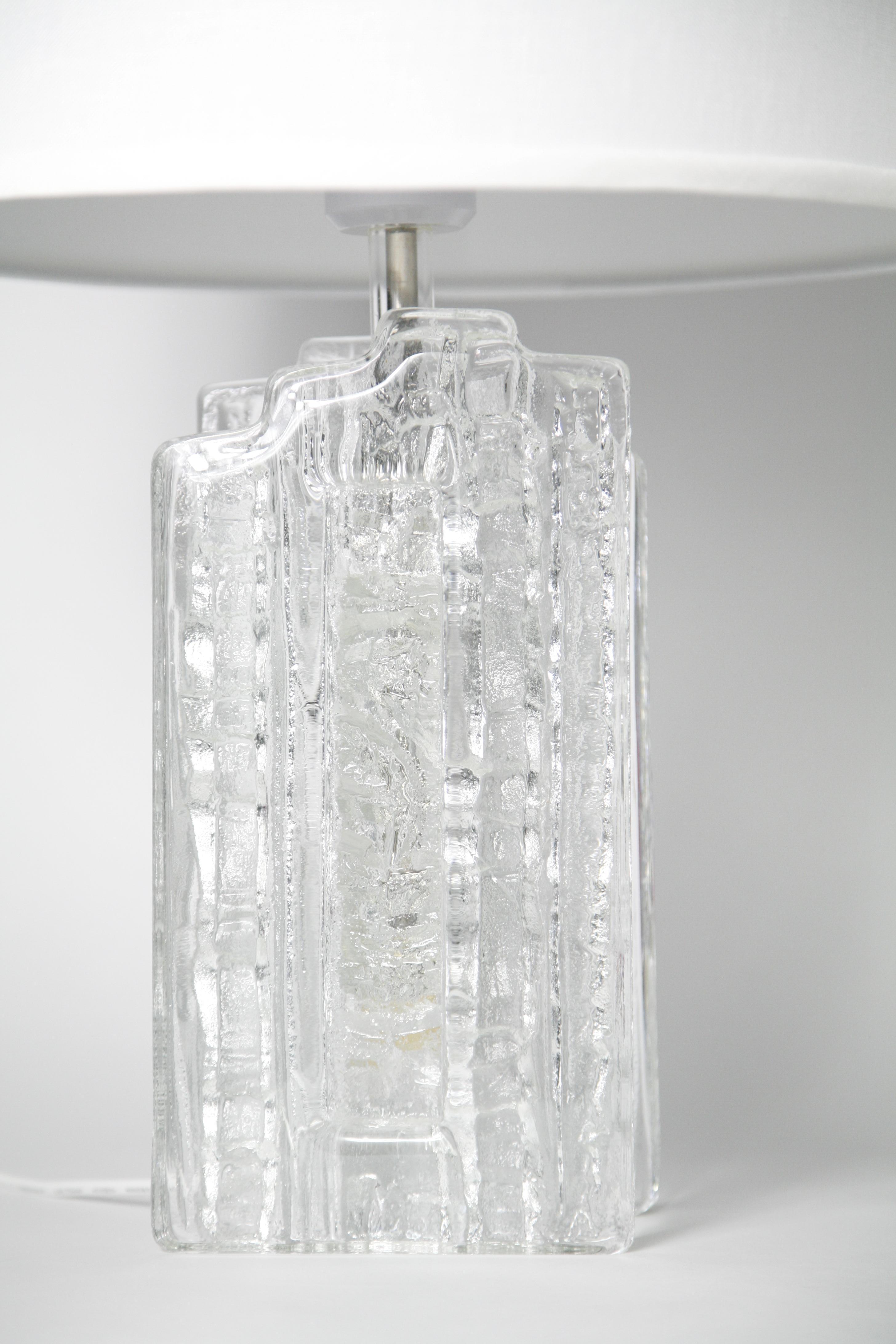 20th Century Pair of crystal glass Table Lamps by Pukeberg, Sweden, 1970 For Sale