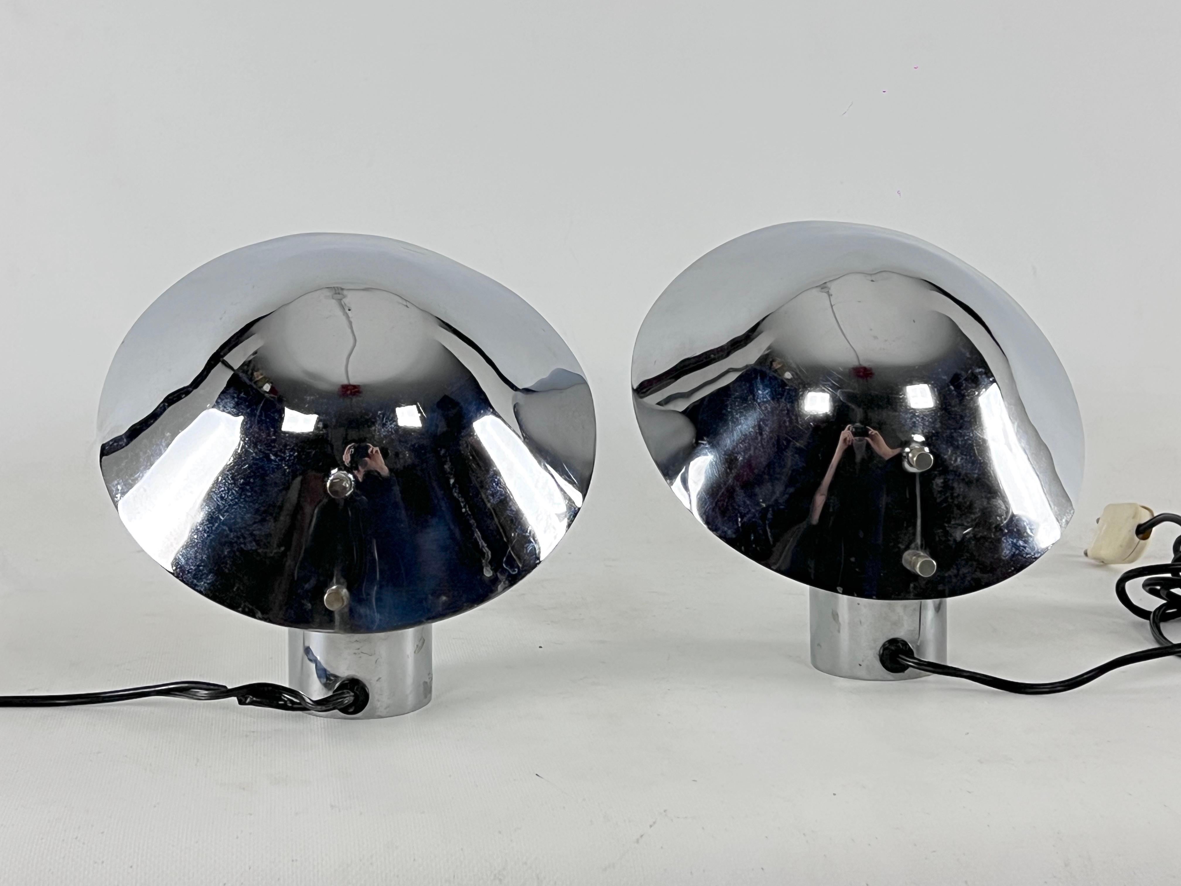 Chrome Pair of Table Lamps by Sergio Mazza and Giuliana Gramigna for Quattrifolio 1970s For Sale