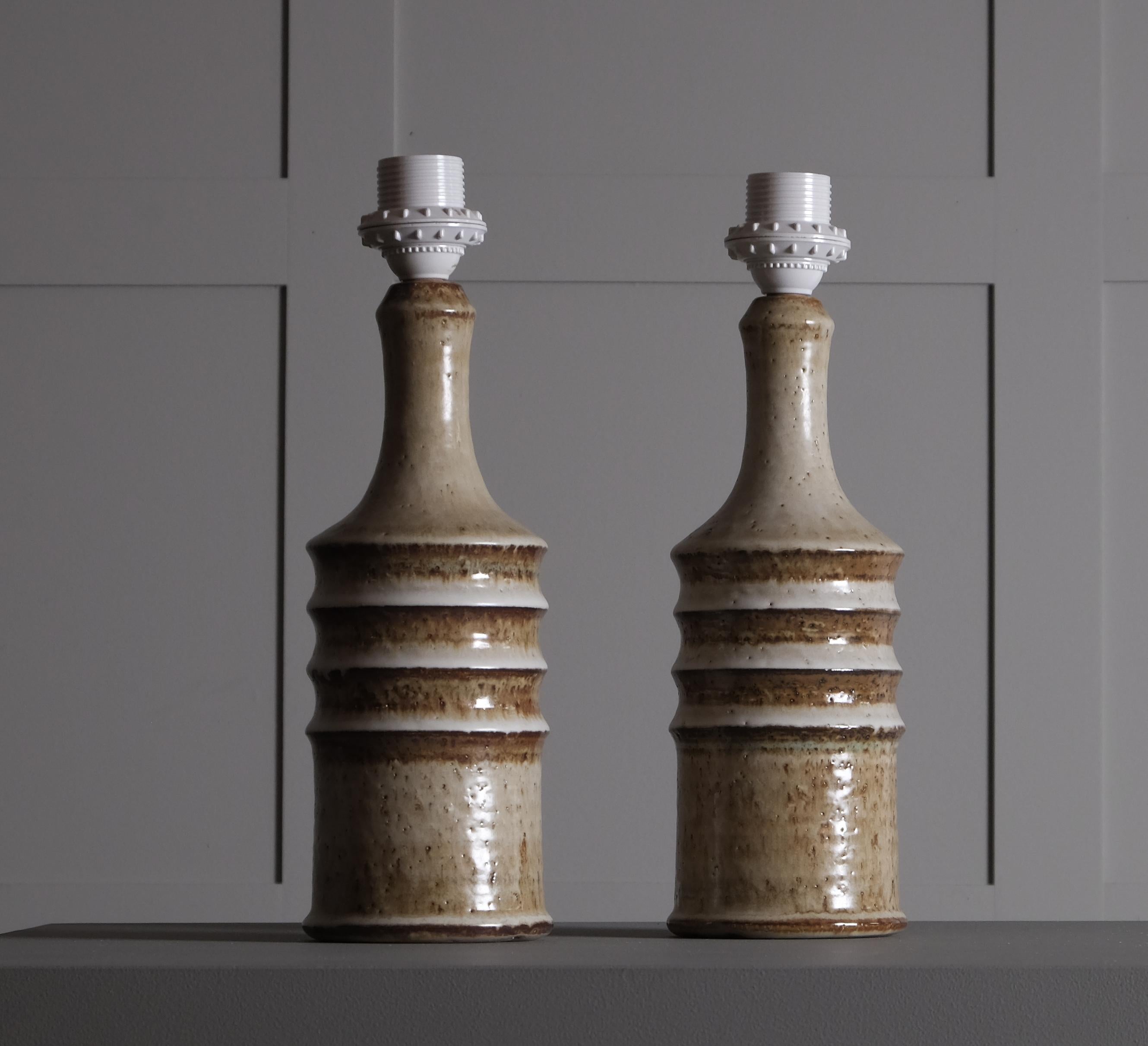 Stoneware Pair of Table Lamps by Søholm Keramik, Denmark, 1960s