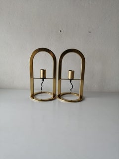 Gold Metal Pair of Table Lamps Model Arco 40 by VD, 1980s Germany