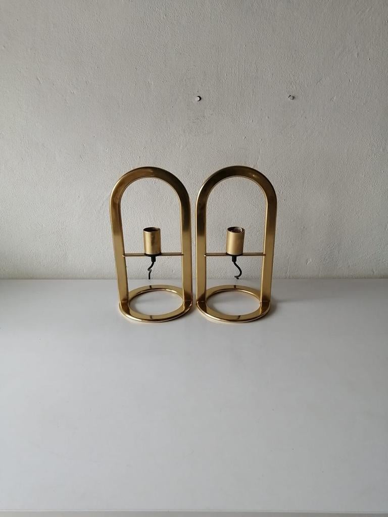 Space Age Gold Metal Pair of Table Lamps Model Arco 40 by VD, 1980s Germany For Sale