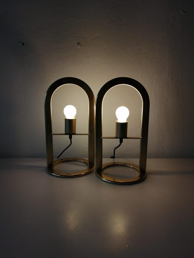 Gold Metal Pair of Table Lamps Model Arco 40 by VD, 1980s Germany For Sale 2