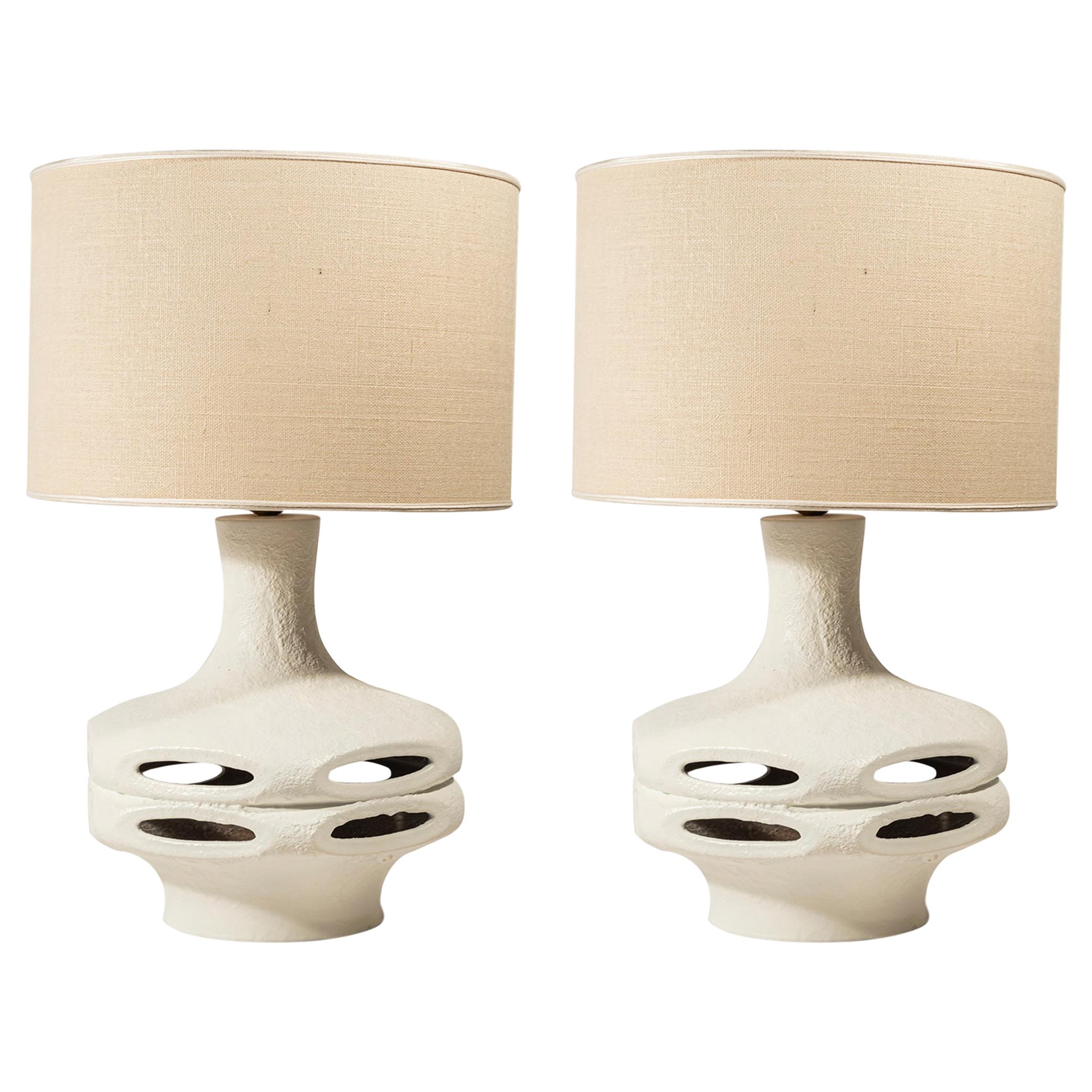 Pair of Table Lamps, Ceramic, circa 1970, Italy