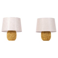 Vintage Pair of Table Lamps "Chamotte" by Gunnar Nylund, Sweden, 1950s