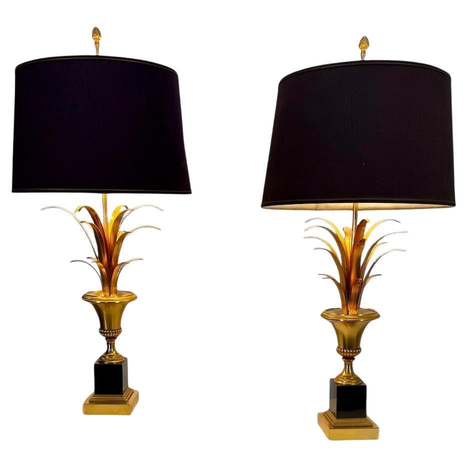 Pair of table lamps "épi de blé" by Maison Charles (canon de fusil)