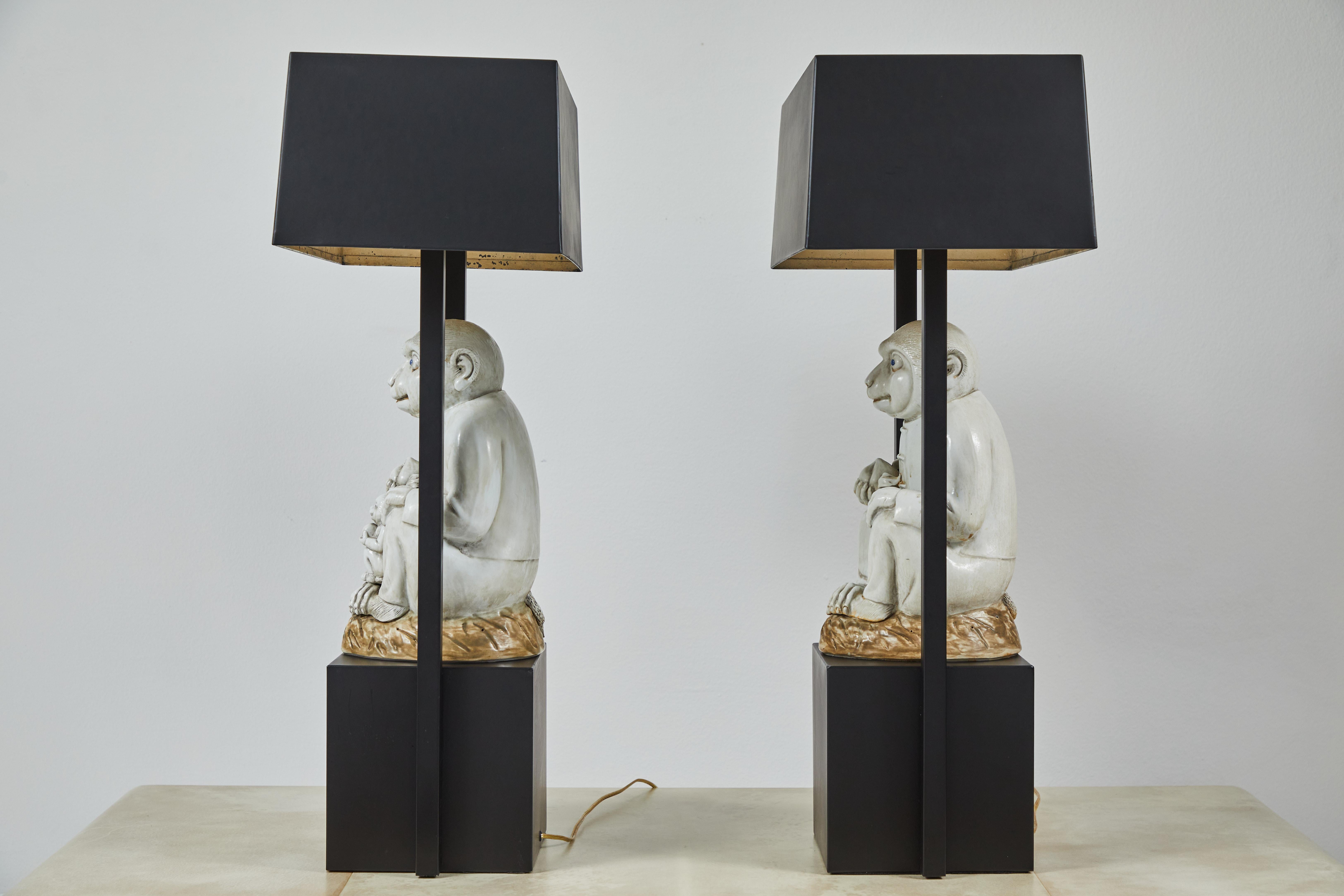Pair of Table Lamps Featuring Chinese Monkeys Designed by Billy Haines In Good Condition In Palm Desert, CA