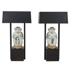 Pair of Table Lamps Featuring Chinese Monkeys Designed by Billy Haines