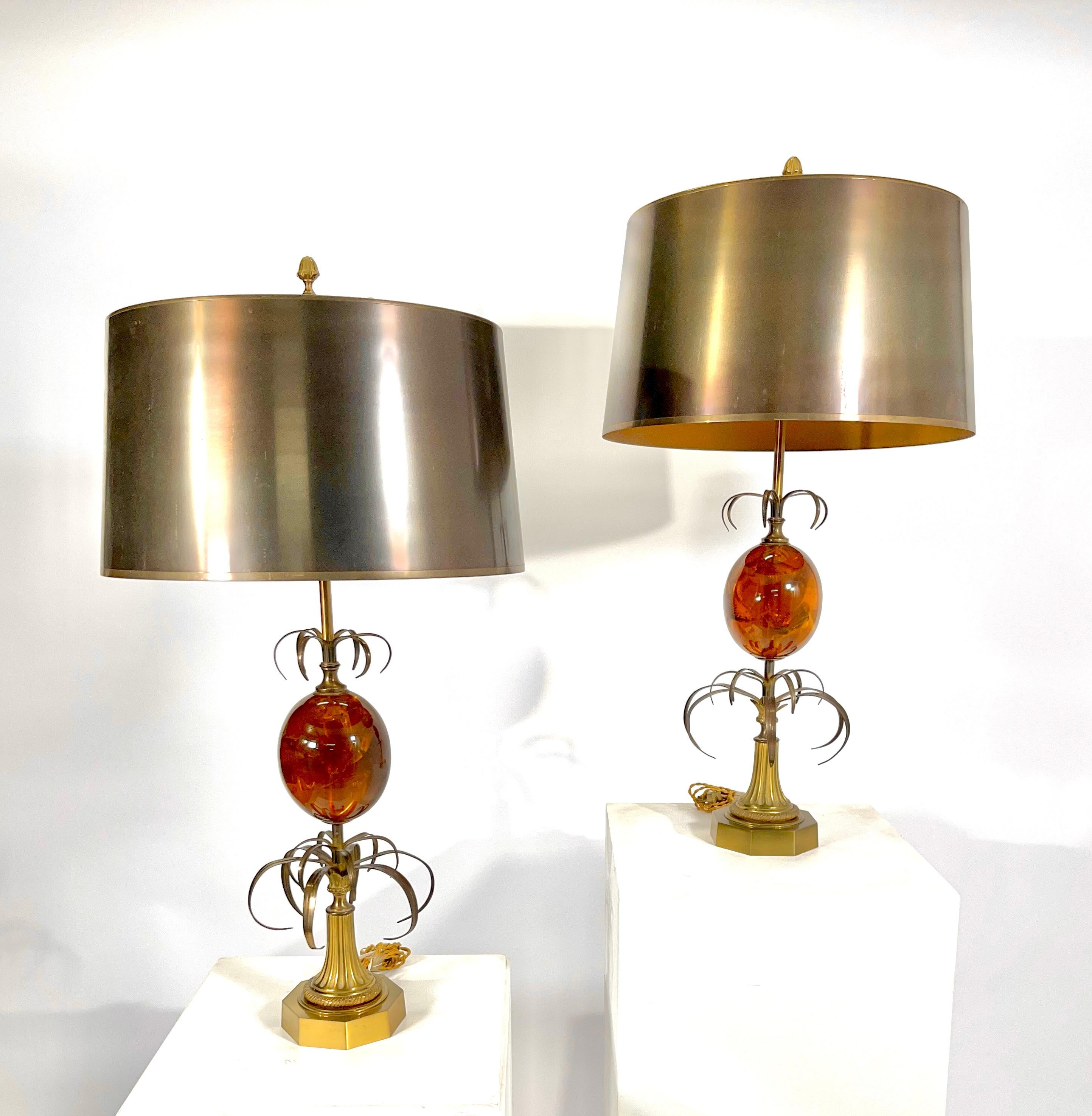 Paar Tischlampen von Maison Charles, gestempelt Charles Made in France Modell 