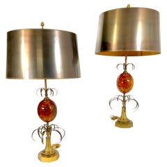 Vintage Pair of Table Lamps "Fractal" by Maison Charles