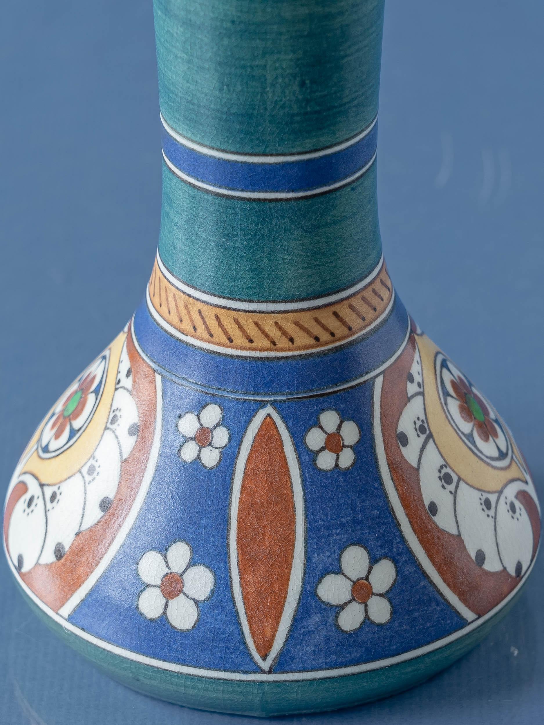 Antique Arnhemsche Fayencefabriek Twin Vase Lamps, Lindus Decor, 1910-1917 In Good Condition For Sale In AMSTERDAM, NL