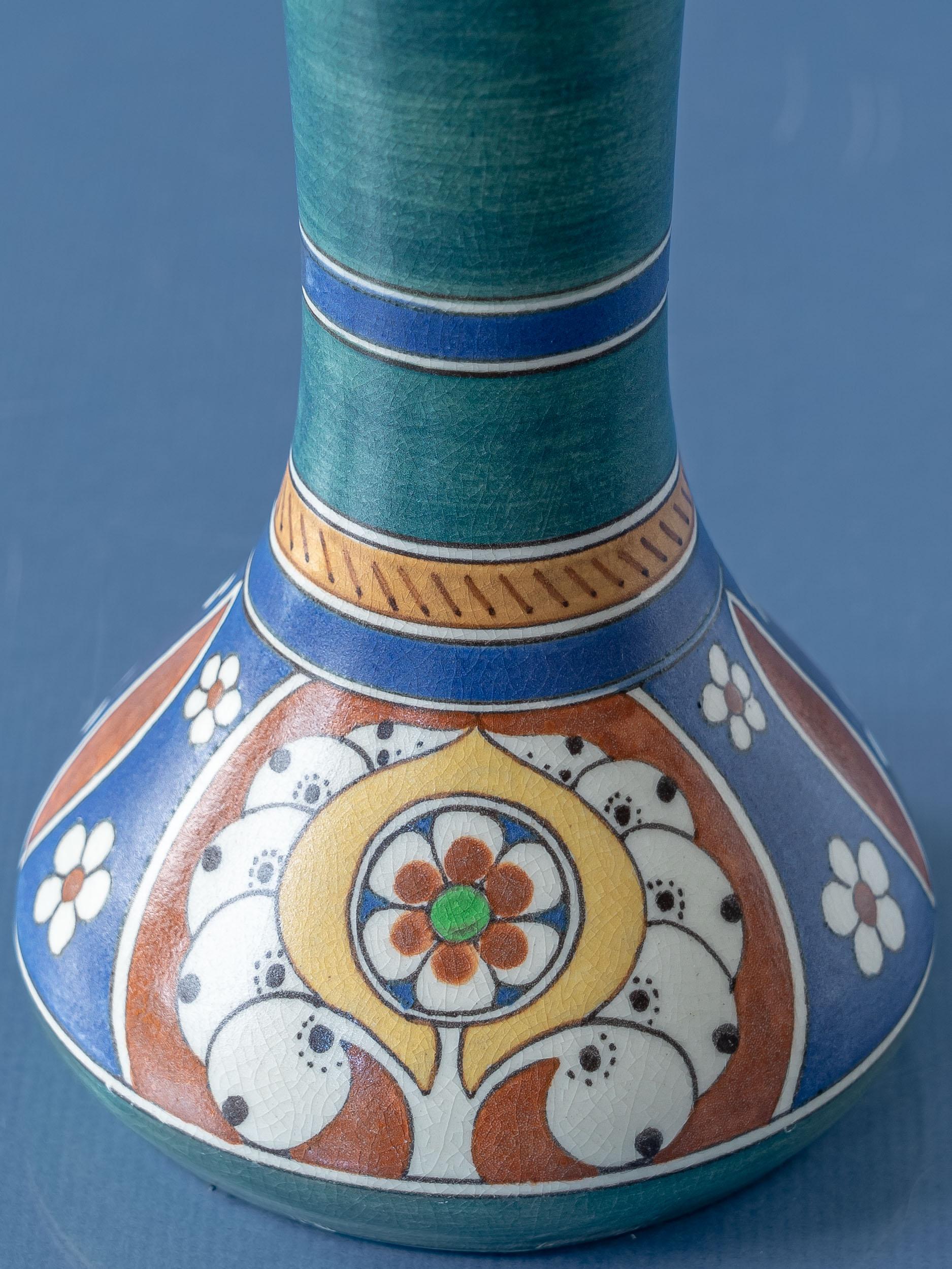 Brass Antique Arnhemsche Fayencefabriek Twin Vase Lamps, Lindus Decor, 1910-1917 For Sale