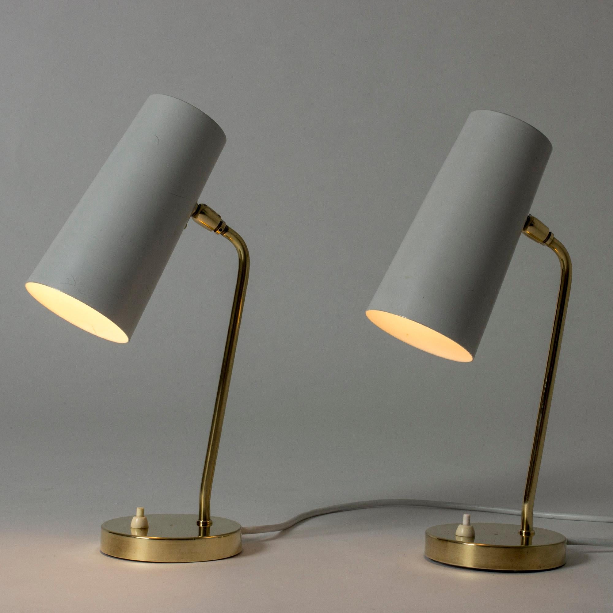 Brass Pair of Table Lamps from Böhlmarks, Sweden, 1950s For Sale