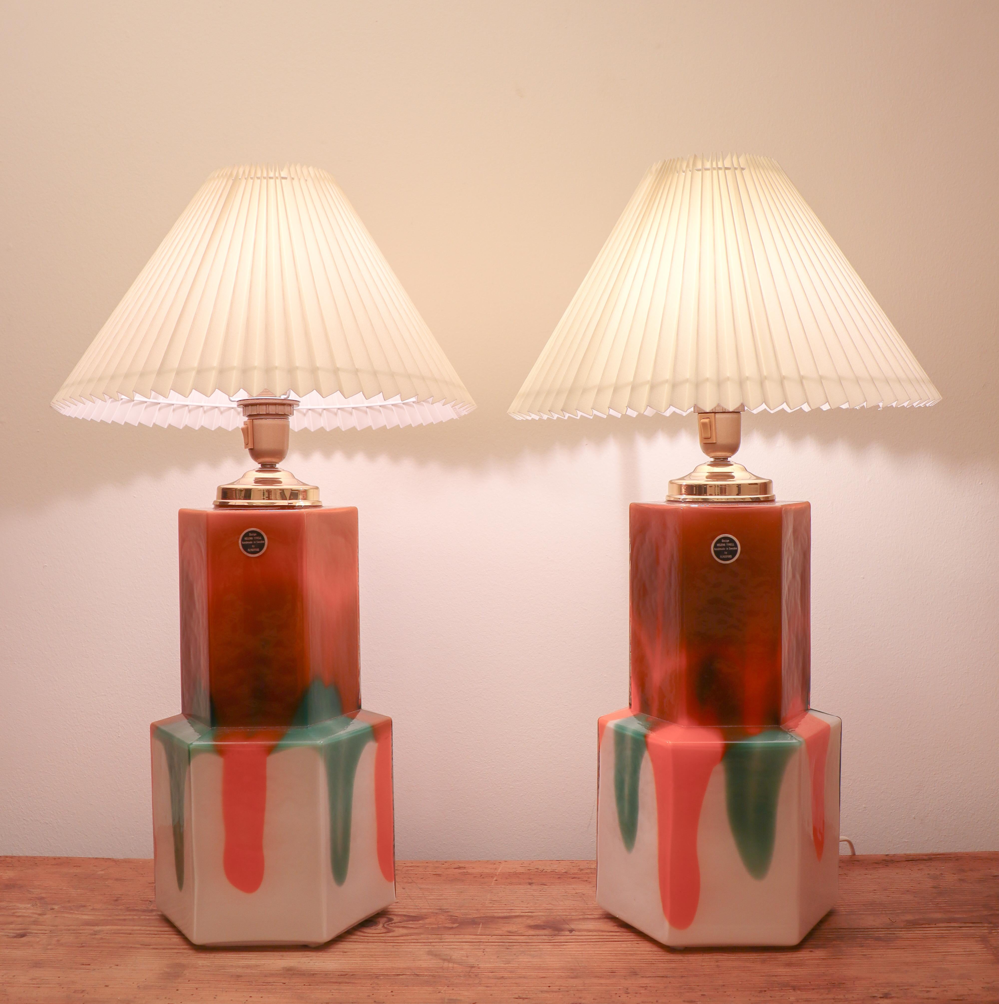 Pair of Table Lamps, Glass - Flygsfors - Helena Tynell  For Sale 3