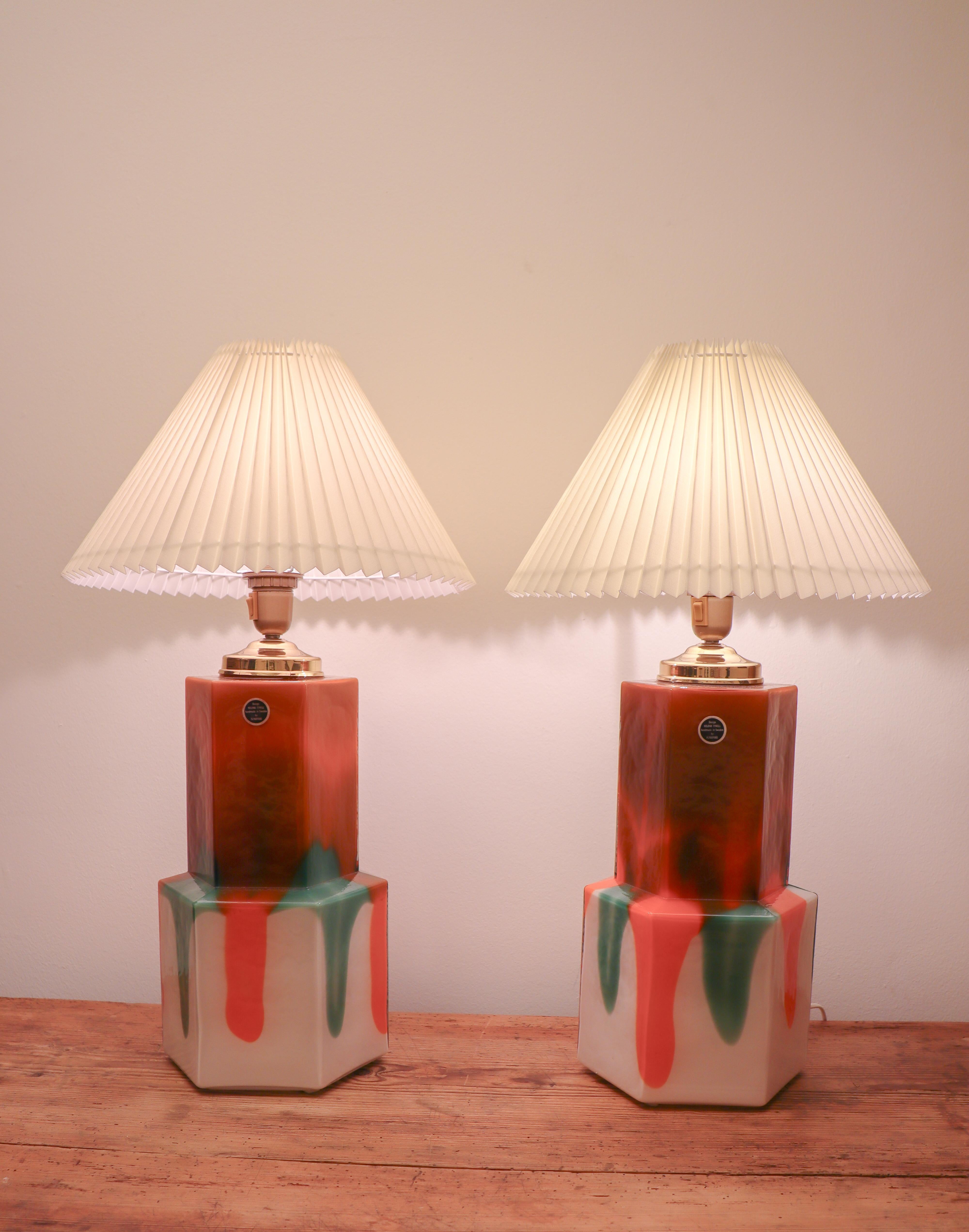Paire de lampes de bureau, verre - Flygsfors - Helena Tynell  en vente 2