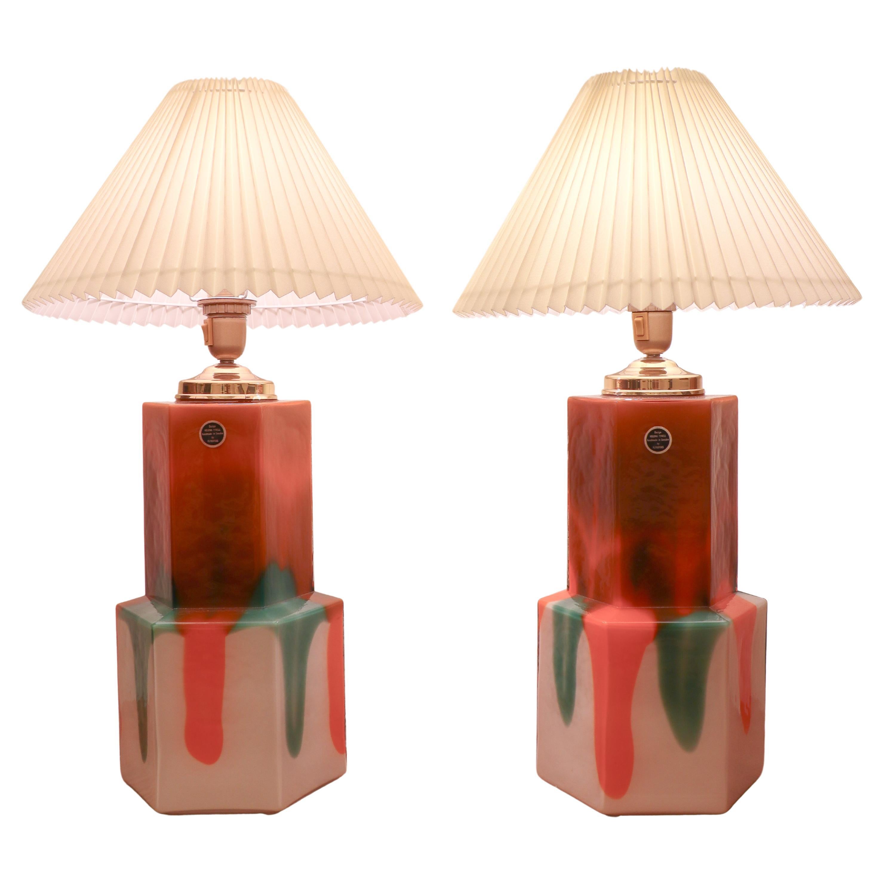 Paire de lampes de bureau, verre - Flygsfors - Helena Tynell  en vente