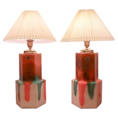 Retro Pair of Table Lamps, Glass - Flygsfors - Helena Tynell 