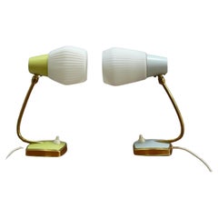 Pair of table lamps - glass, metal, - Germany, 1960s