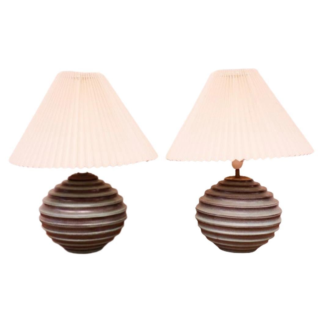 Pair of Table Lamps, Globose - Ewald Dahlskog - Bo Fajans - Sweden 1930s For Sale